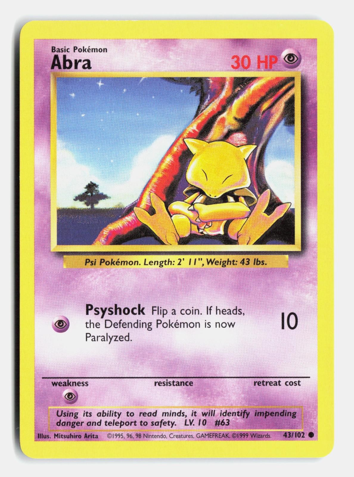 Abra 43/102 Common Base Set Unlimited Moderately Played