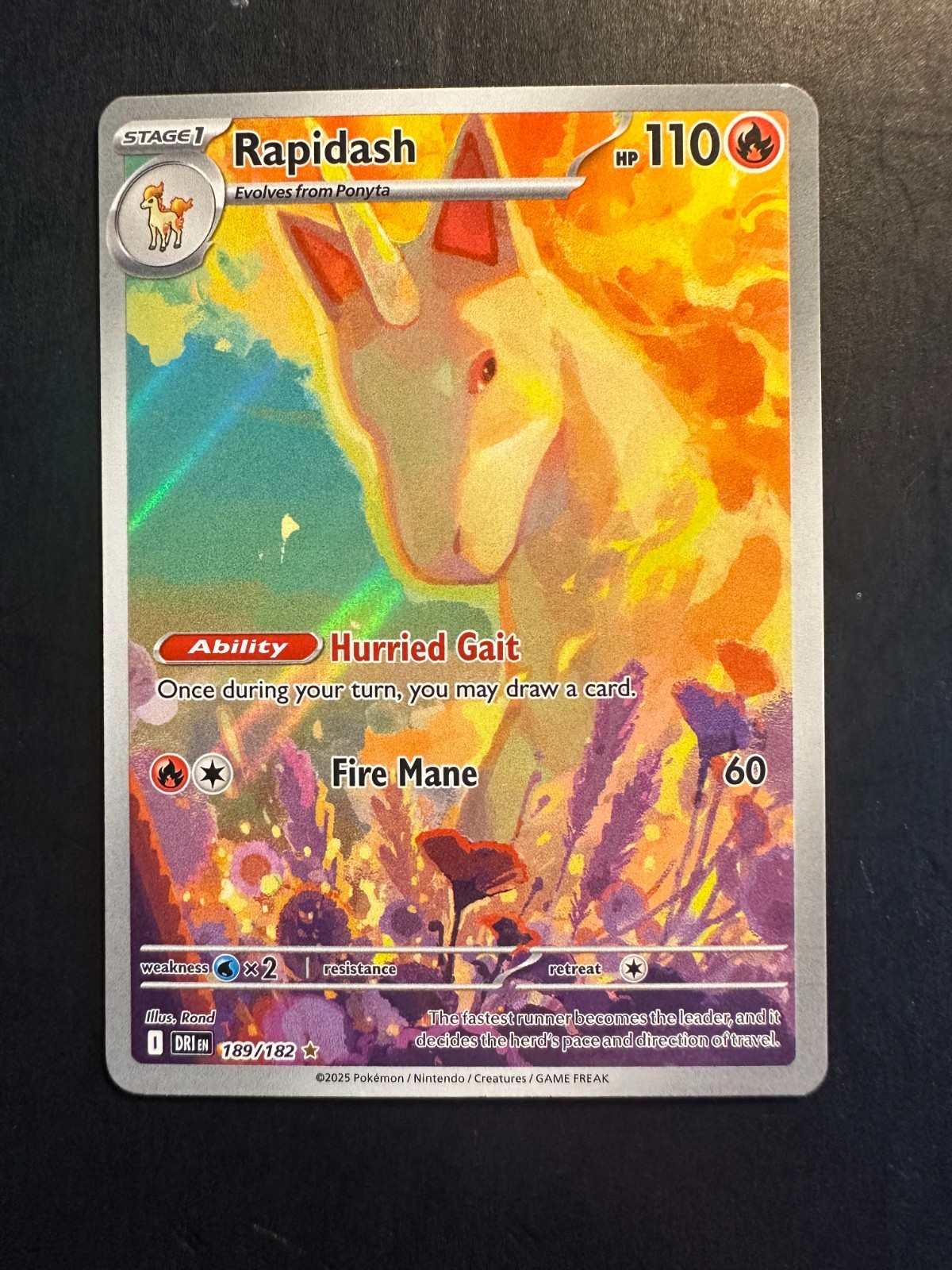 2025 Pokemon S&V Destined Rapidash 189 /182 Full Art Illustration Rare Holo