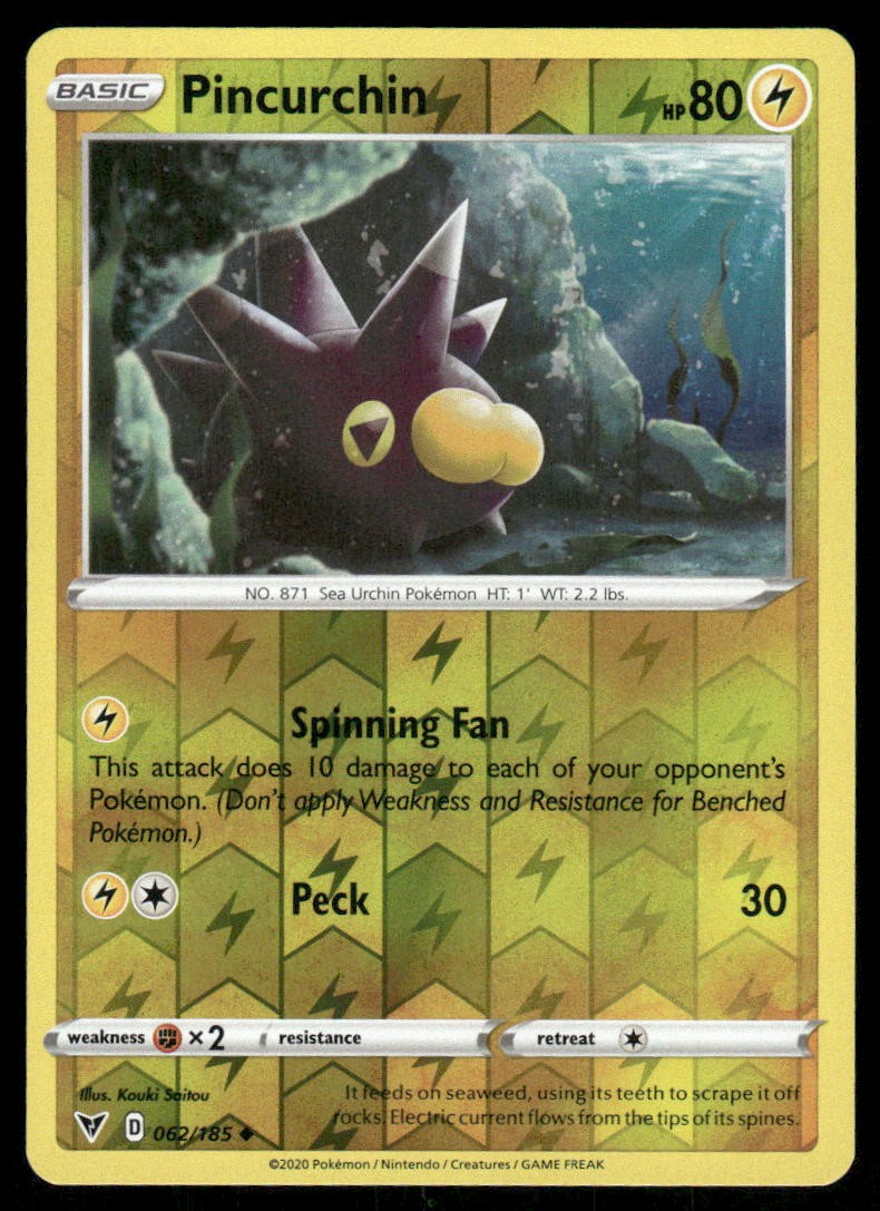 Pincurchin SWSH04: Vivid Voltage [062/185] Uncommon Reverse Holofoil NM Pokemon