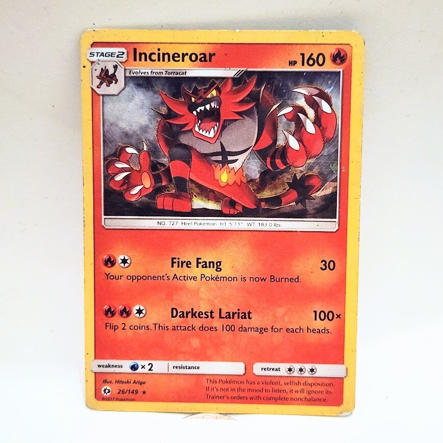 Pokemon Incineroar 26/149 Cracked Ice Sun & MoonRare TCG Stage 2 Card