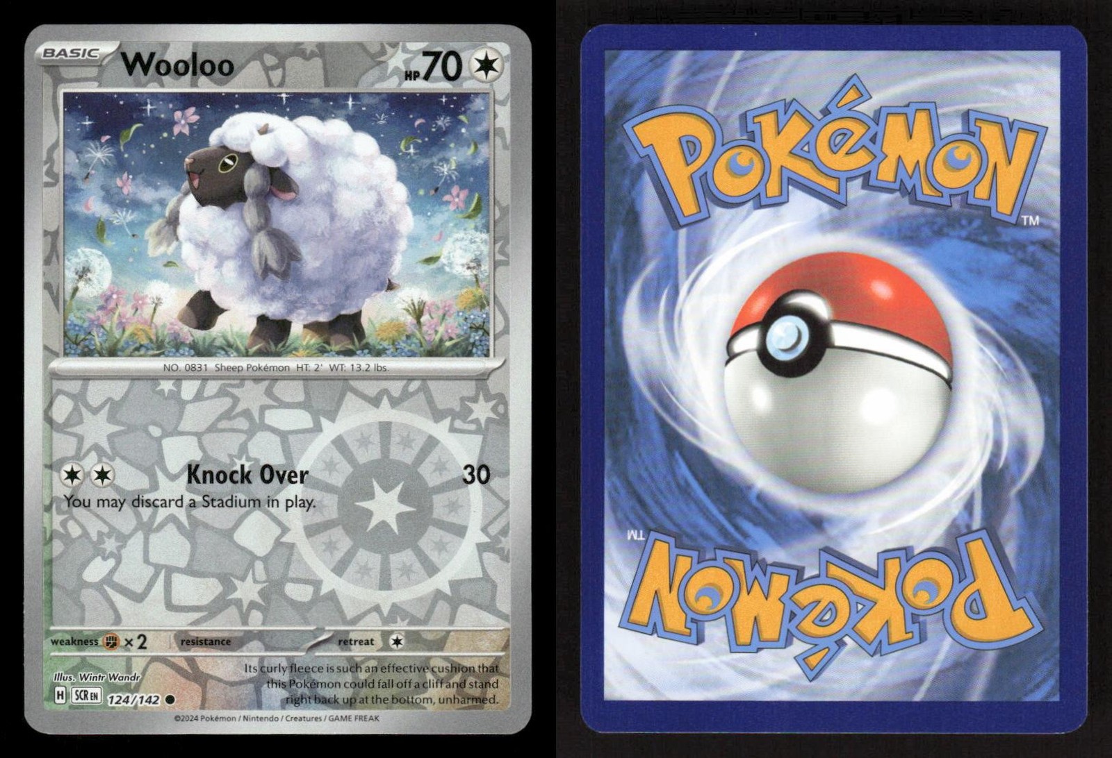 Wooloo 124/142 C Stellar Crown Reverse Holo NM/M Pokemon