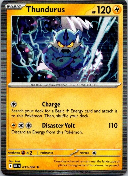 Thundurus Rare SV: Black Bolt 033/086 NM Holo