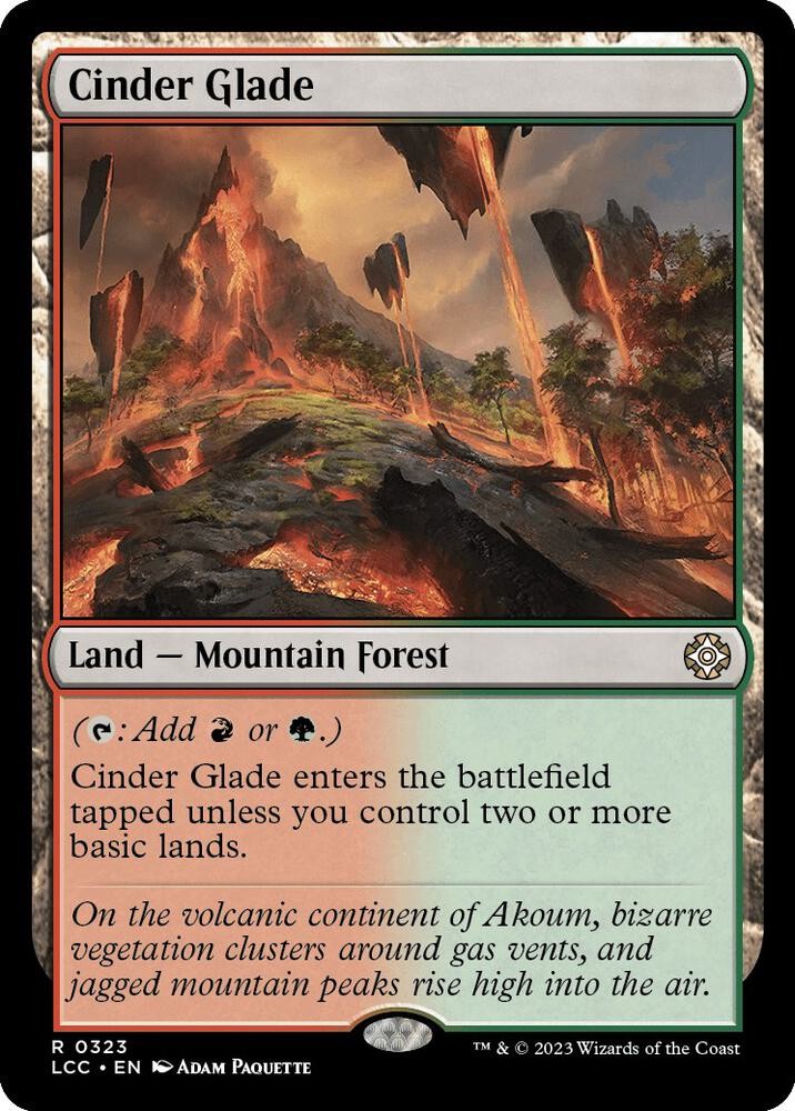 Cinder Glade R Commander: The Lost Caverns of Ixalan Land Mountain Forest 323