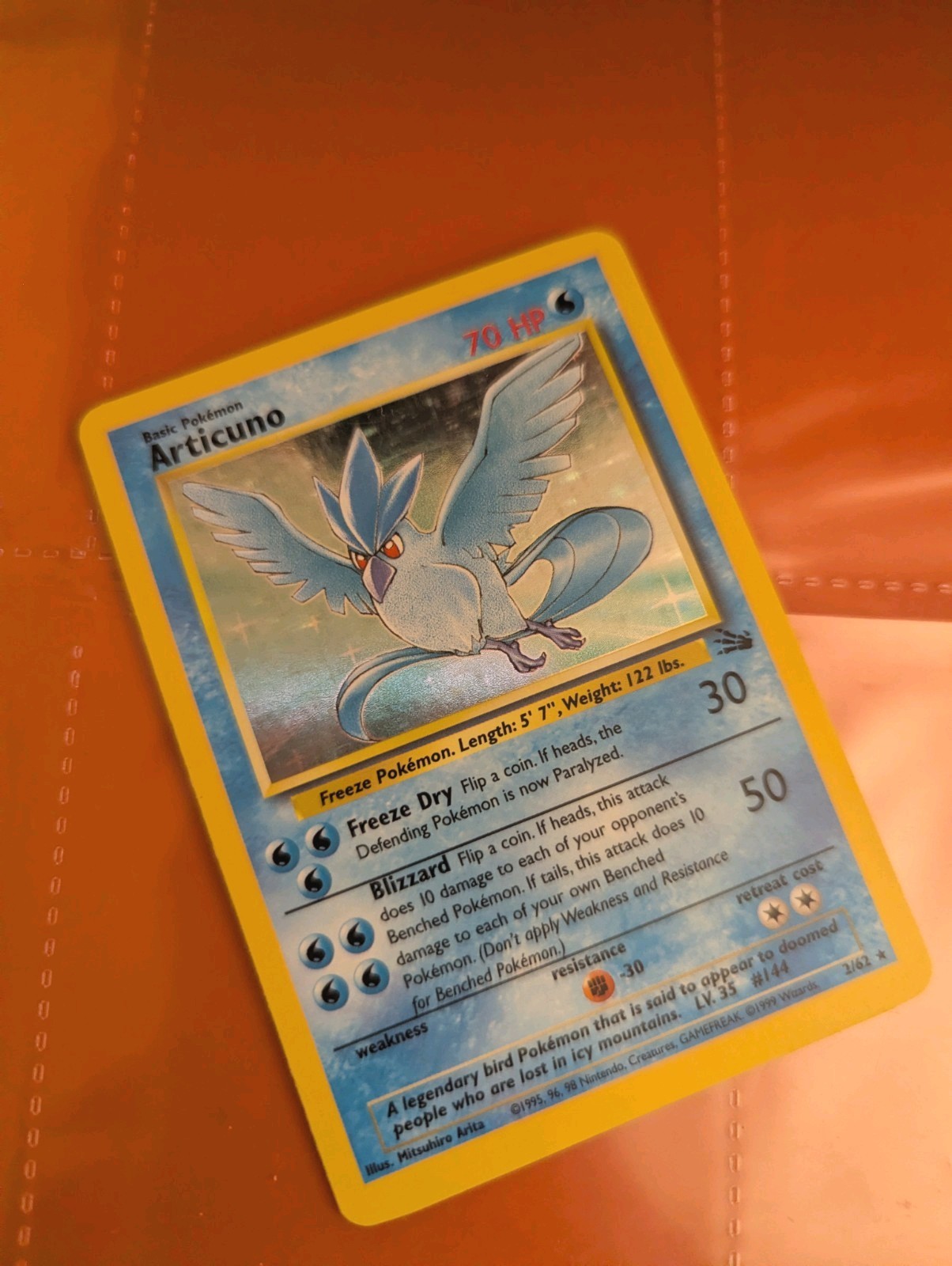 Wizards of the Coast Pokemon TCG Articuno 2/62 Fossil Holo Rare Unlimited 70 HP