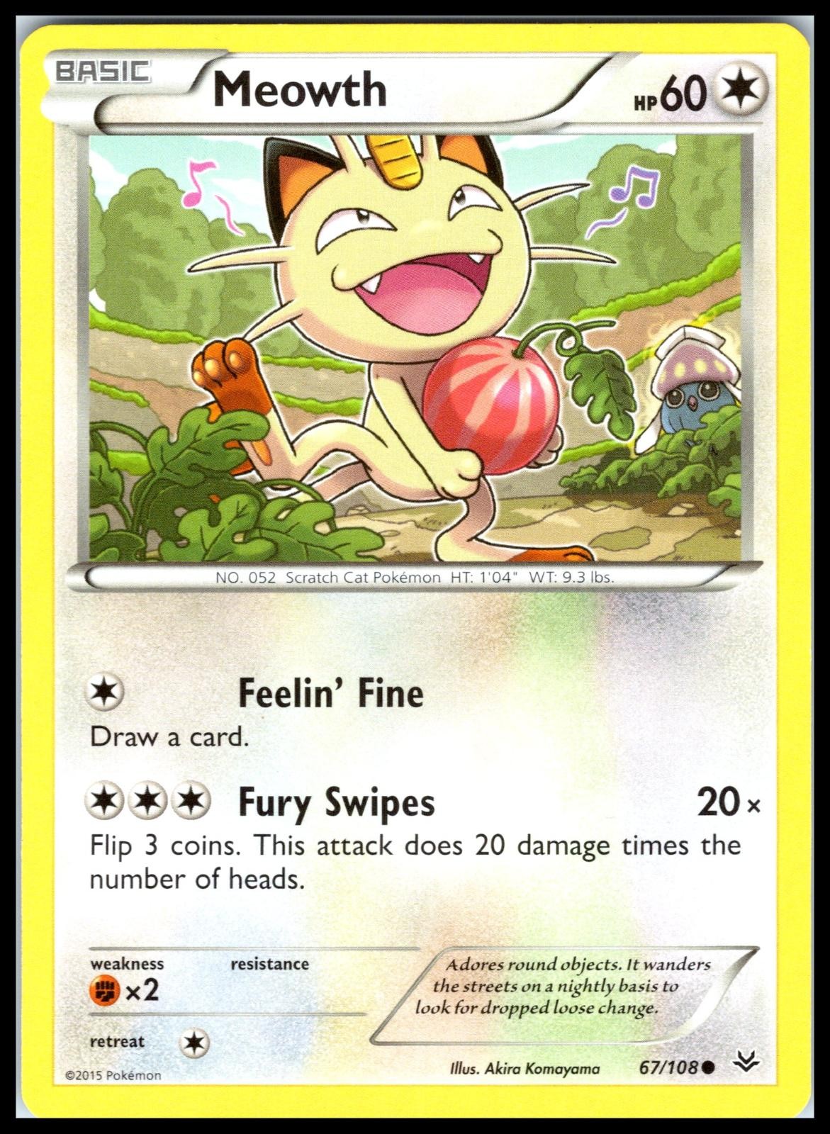 MEOWTH – Pokemon – Akira Komayama 67/108 ROS Roaring Skies – NM/M