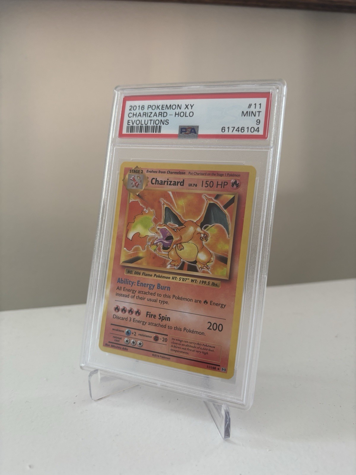 PSA 9 Pokemon Charizard Holo XY Evolutions 11/108
