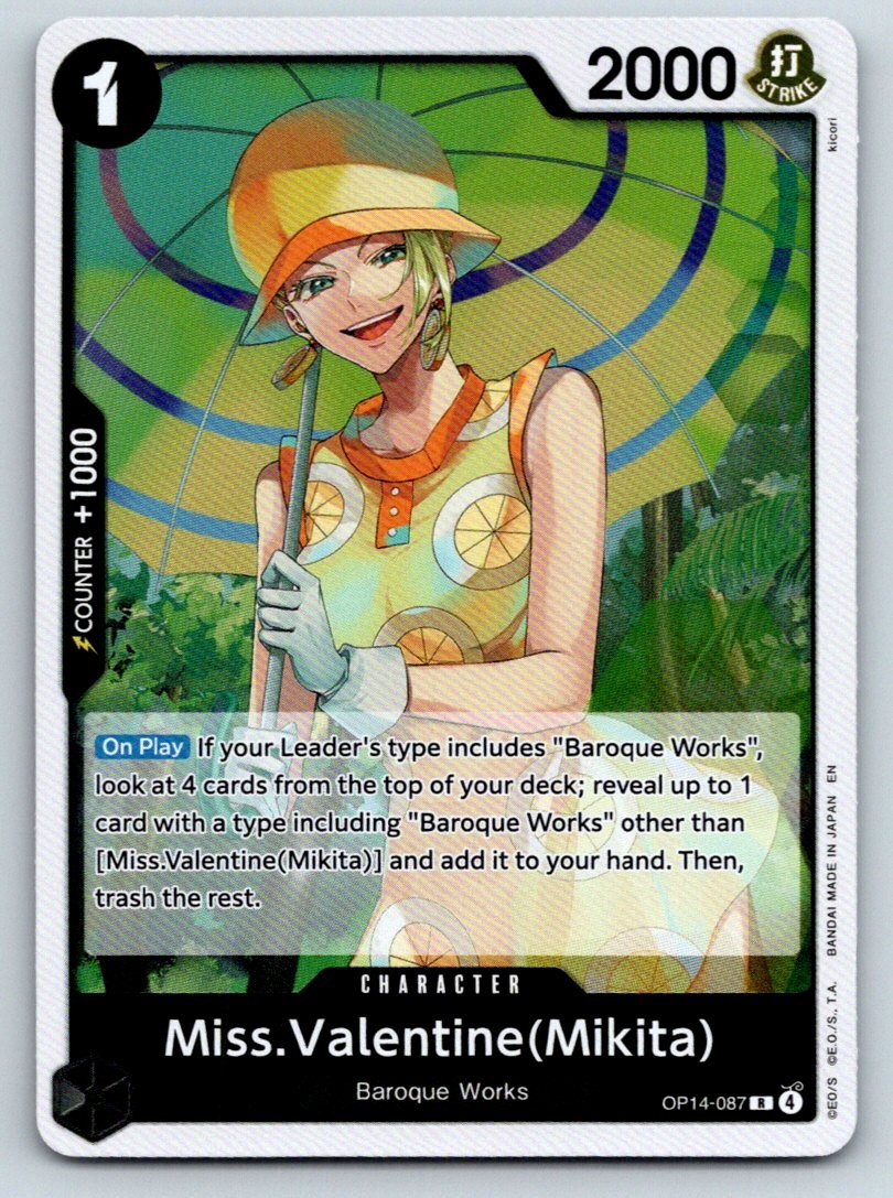 Miss.Valentine(Mikita) OP14-087 Rare The Azure Sea’s Seven One Piece Foil NM
