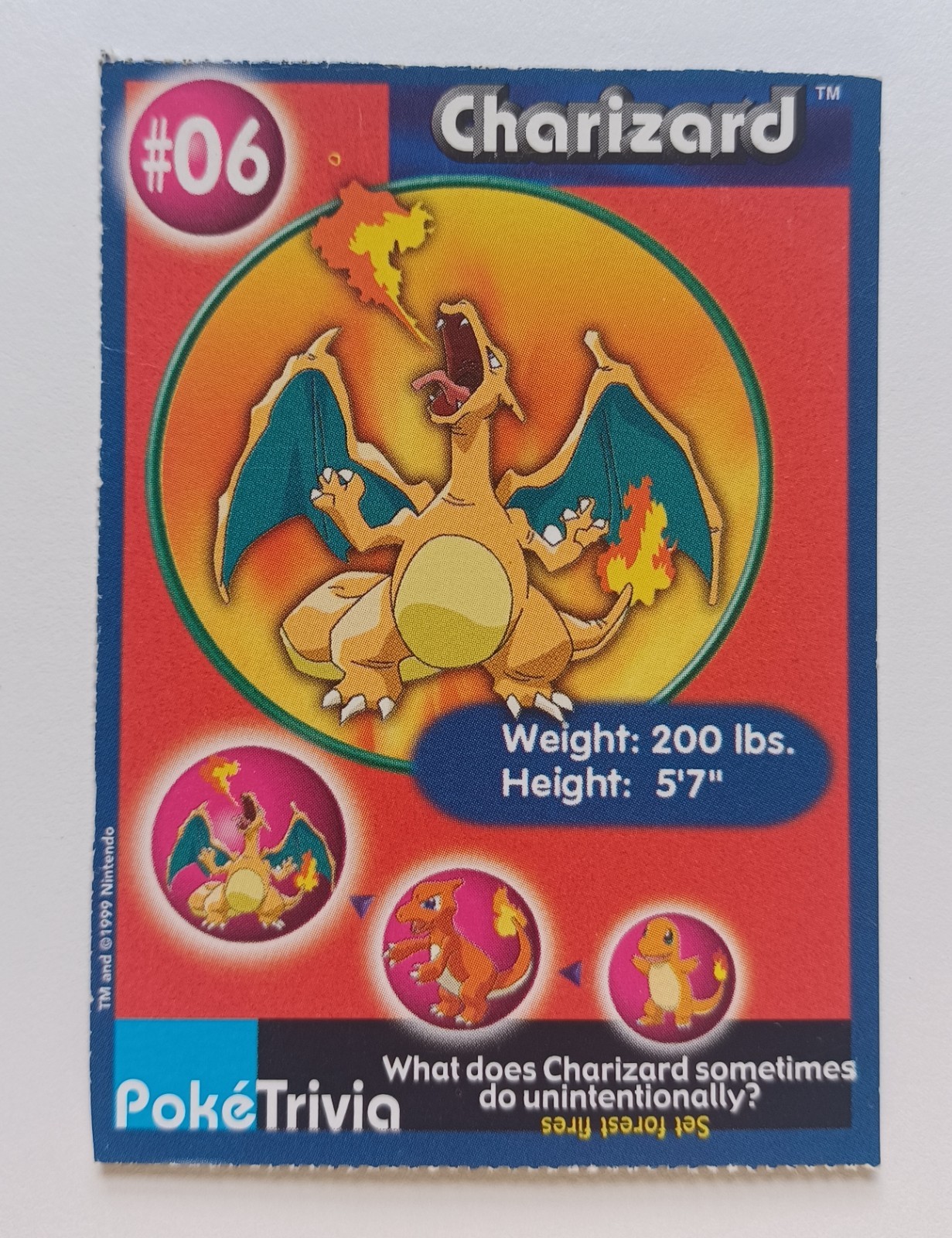 Pokémon TCG Charizard #06 Burger King PokeTrivia Card #06