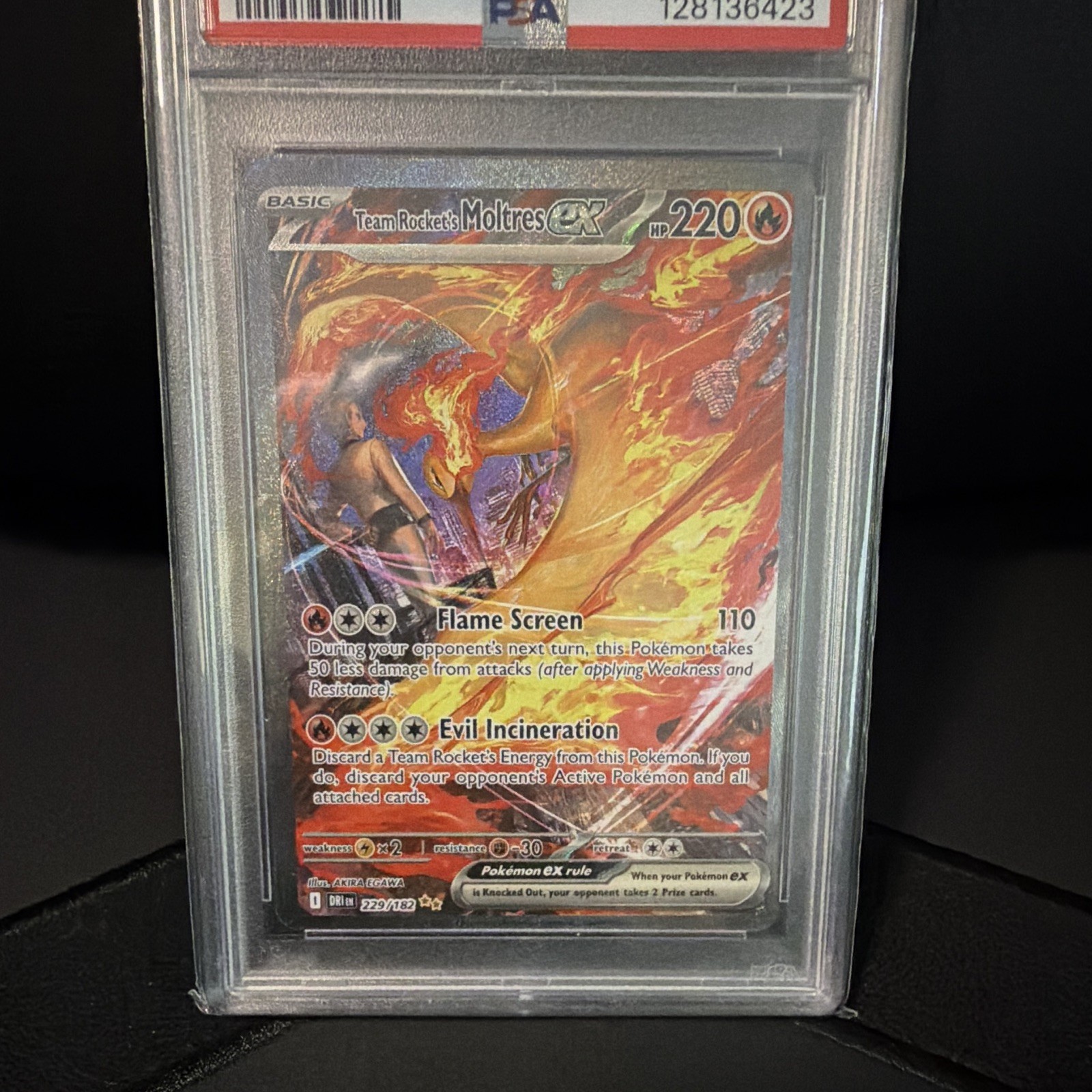 Pokémon TCG – Team Rocket’s Moltres ex 229/182 Destined Rivals SIR Holo EN PSA 8