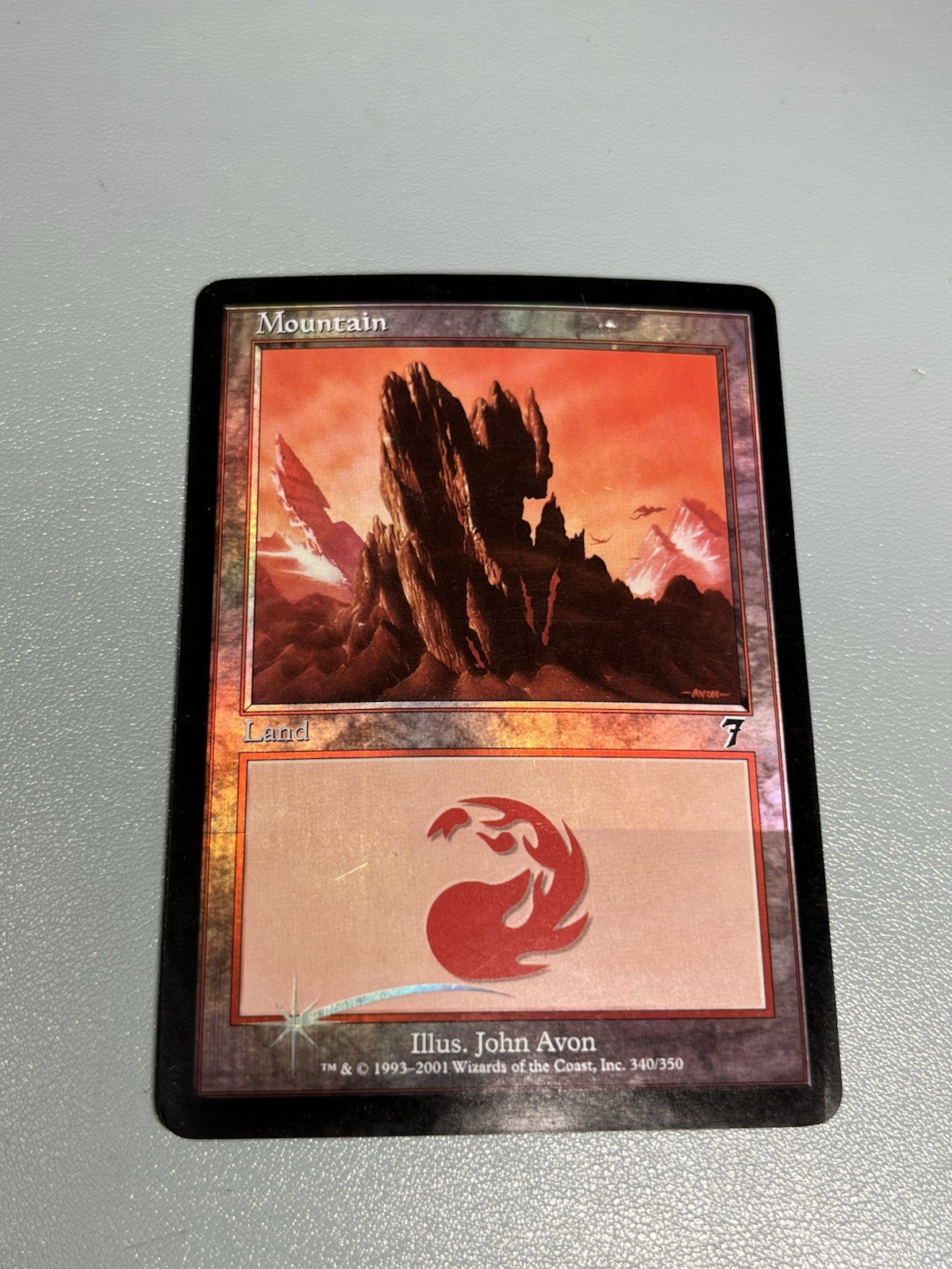 Foil Cut Line Error Mountain 7th Edition 2001 Magic The Gathering Misprint #340