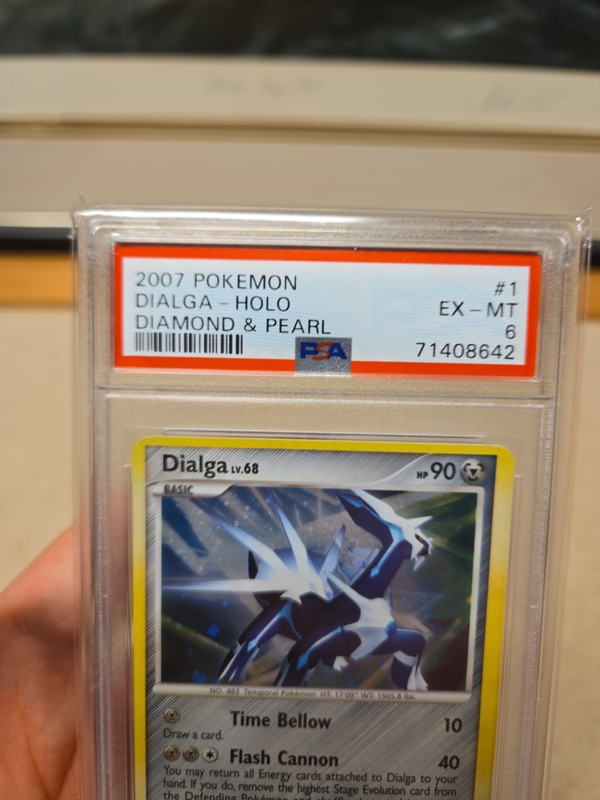PSA 6 DIALGA #1 Partial SWIRL HOLO 2007 POKEMON DIAMOND & PEARL 1/130 Low Pop