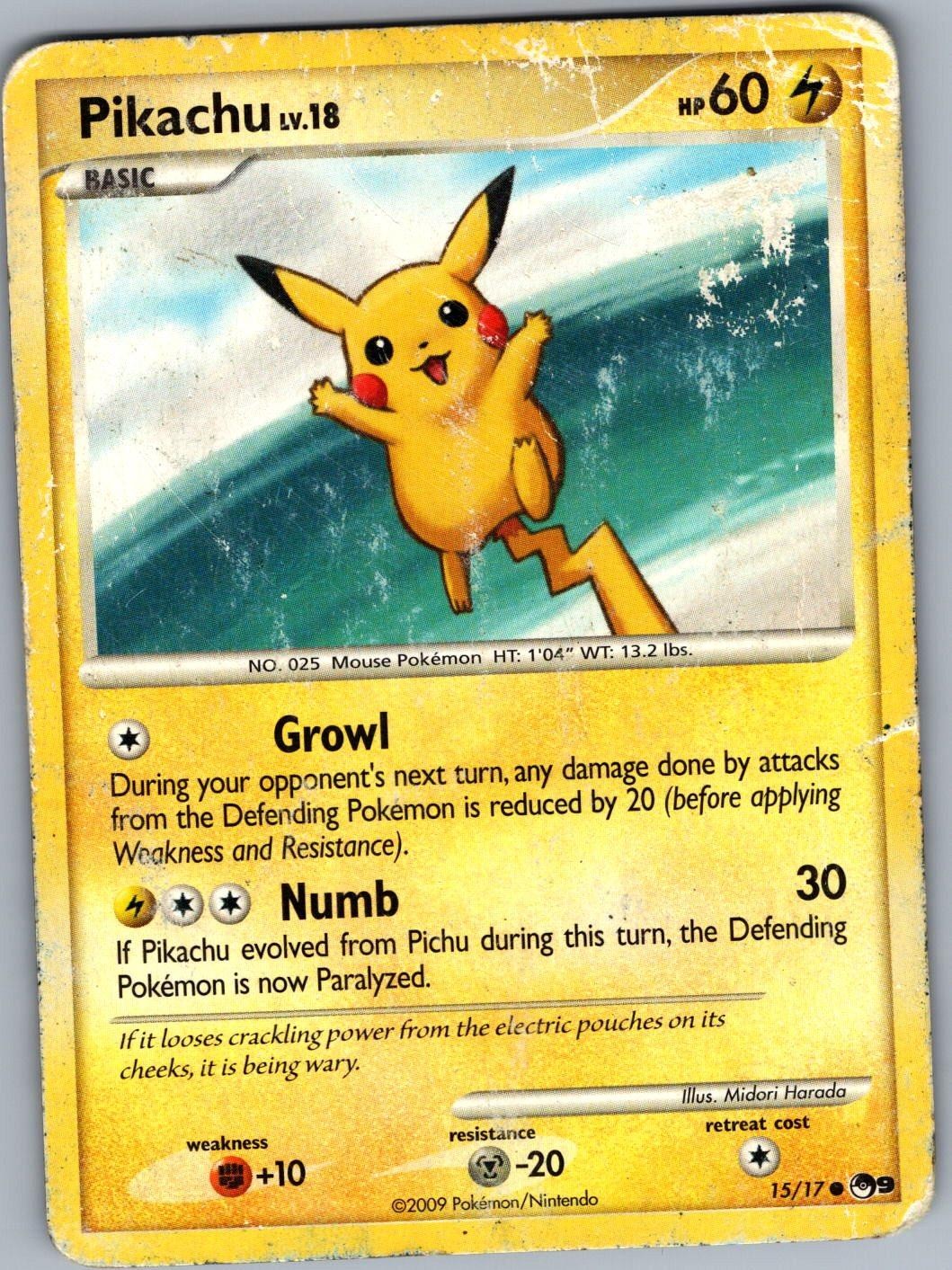 Pikachu 15/17 Common POP Series 9 Pokemon Heavily Played