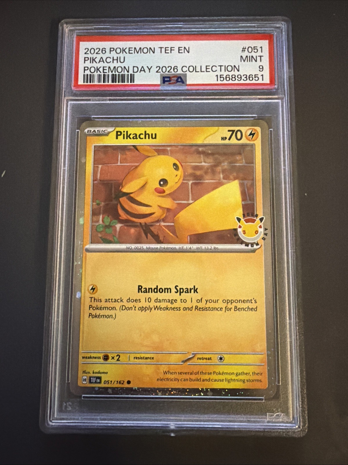 2026 Pokemon Day 30th Anniversary Pikachu 051/162 Promo Card Stamped PSA 9