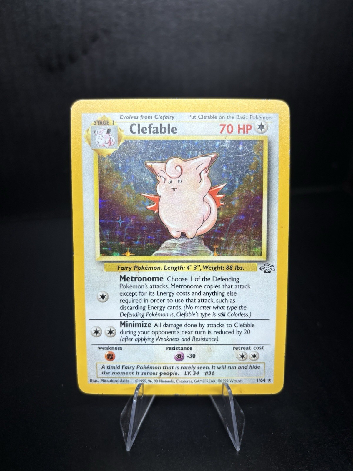 Pokémon TCG Clefable 01/64 Jungle Holo Rare English Unlimited 70 HP 1999