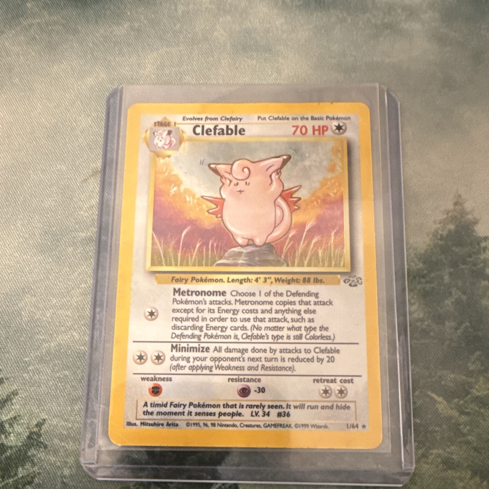 Pokemon TCG Clefable 01/64 Jungle Unlimited Holo Rare English 1999 HP 70