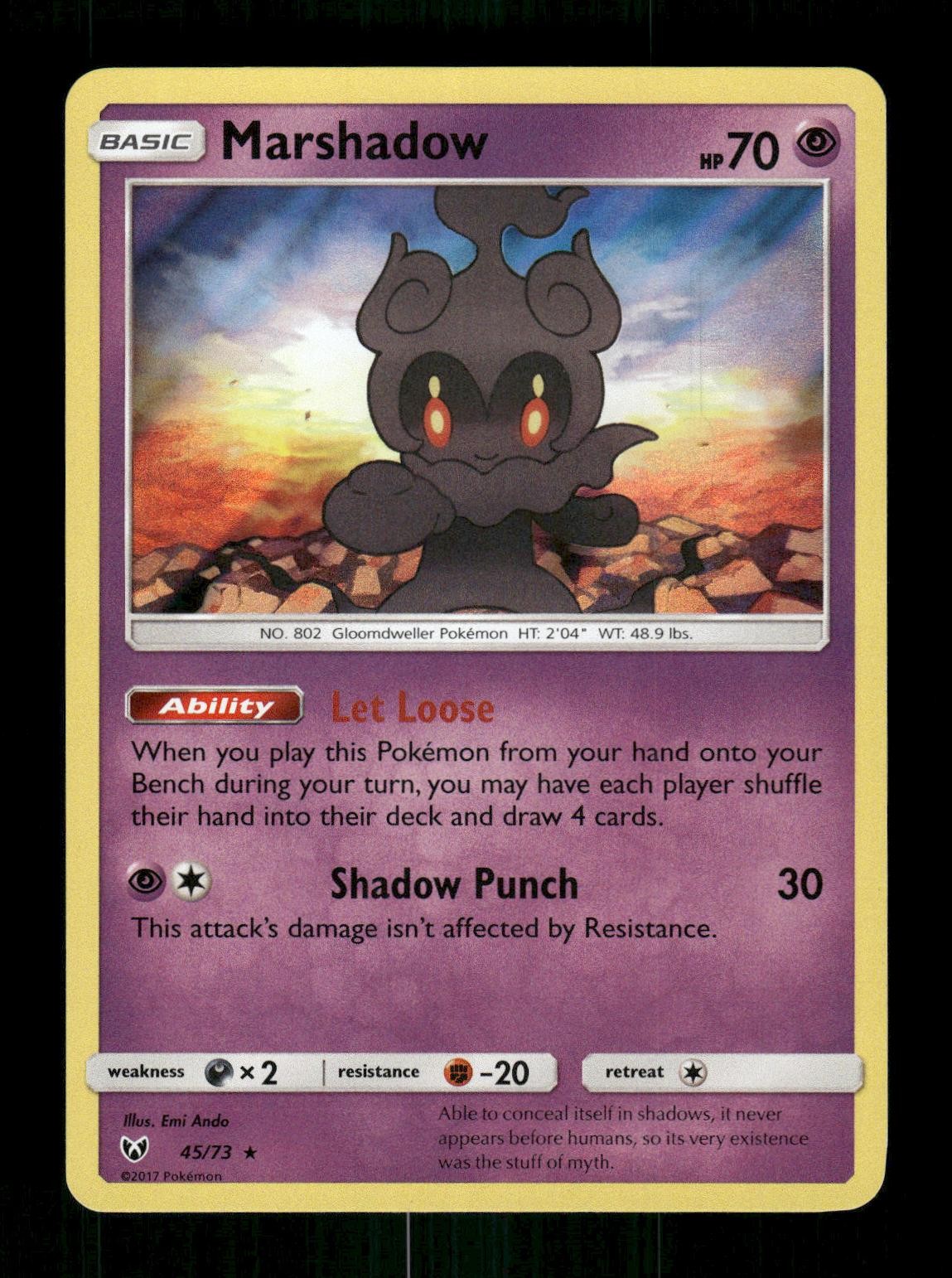 Marshadow 45/73 Holo Rare Shining Legends Pokemon LP Emi Ando