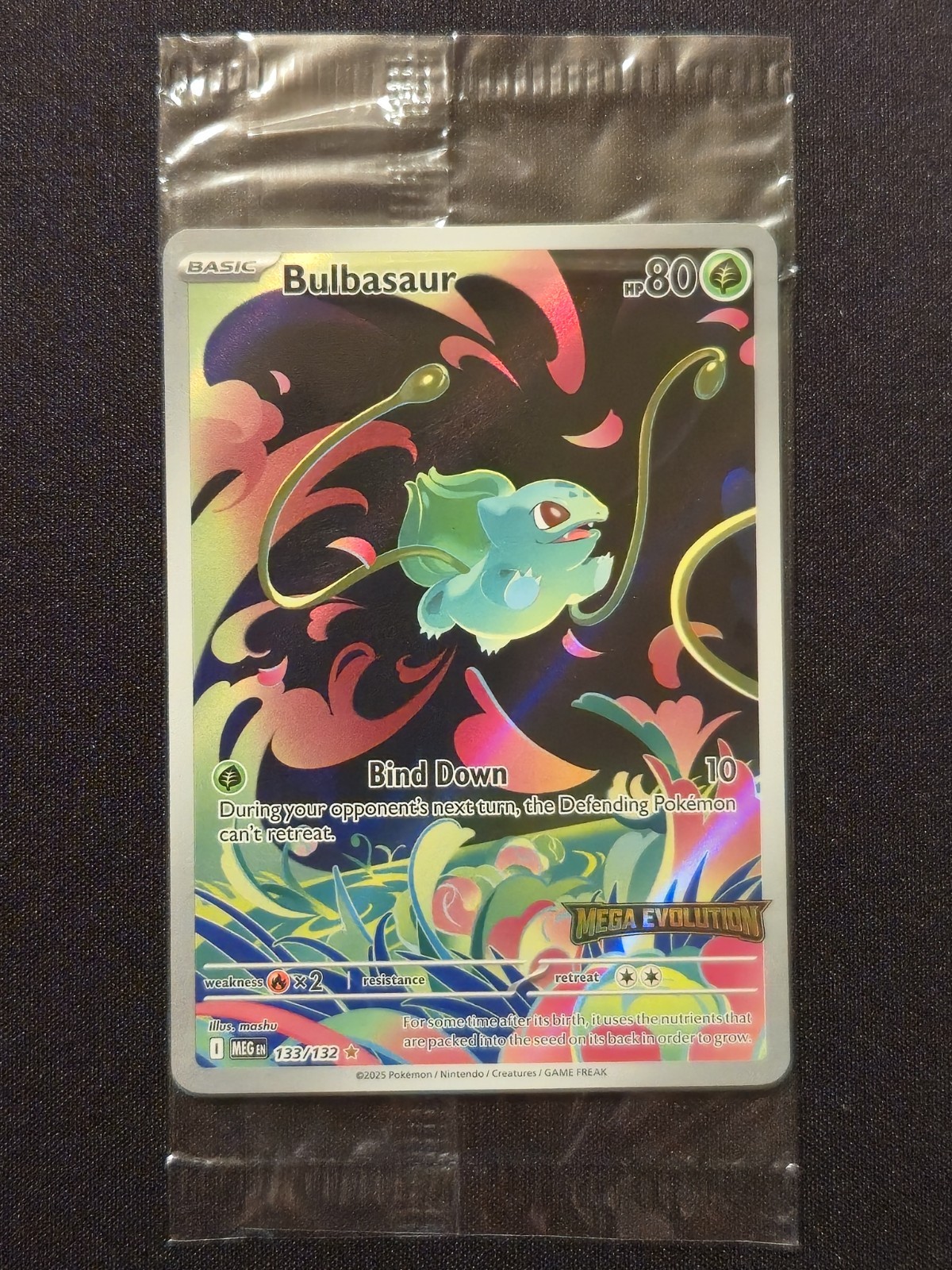 Pokémon TCG Bulbasaur Mega Evolution Illustration Rare Promo Card 133/132
