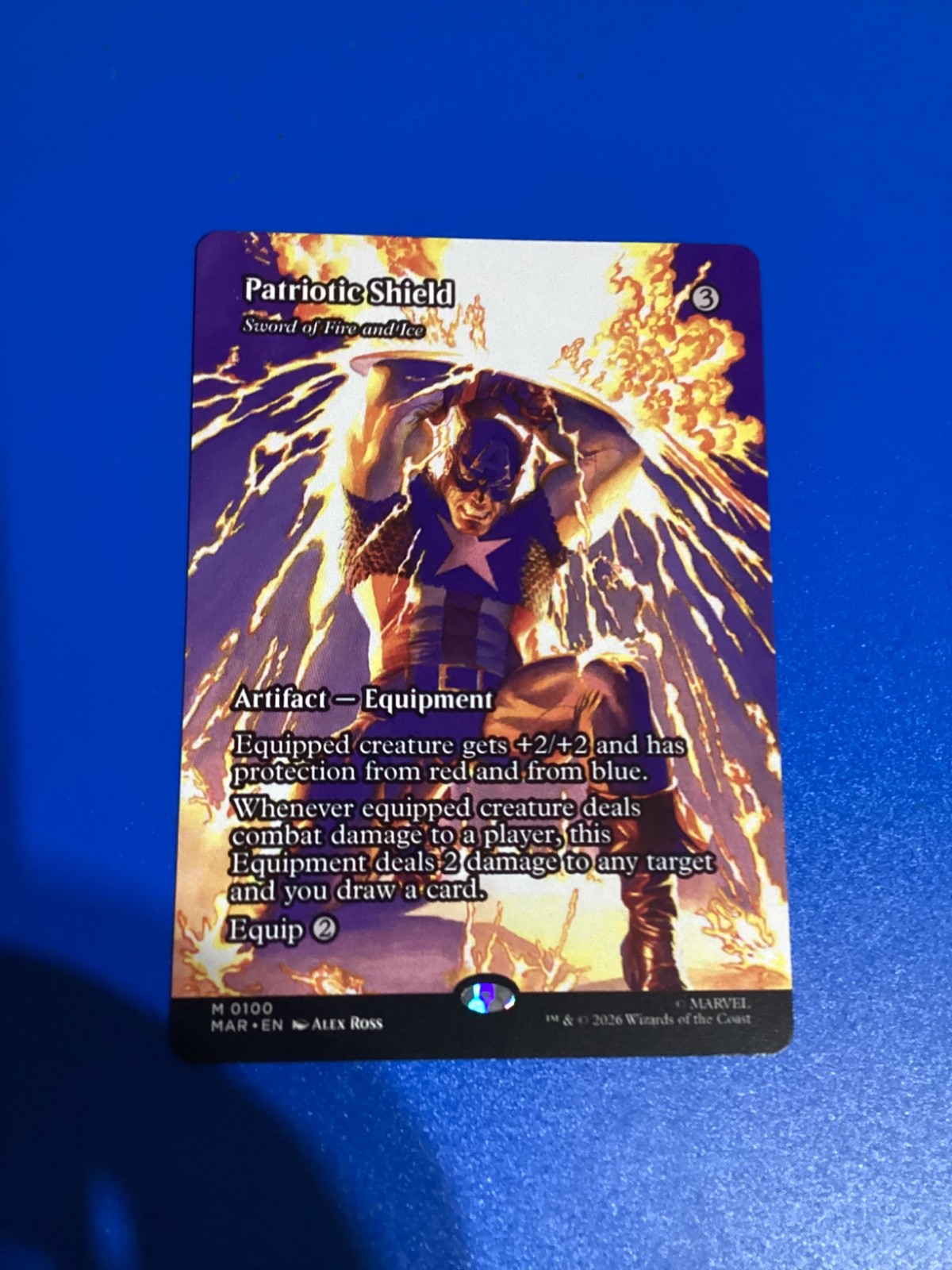Patriotic Shield Sword of Fire and Ice Borderless 100 NM Foil Marvel Universe