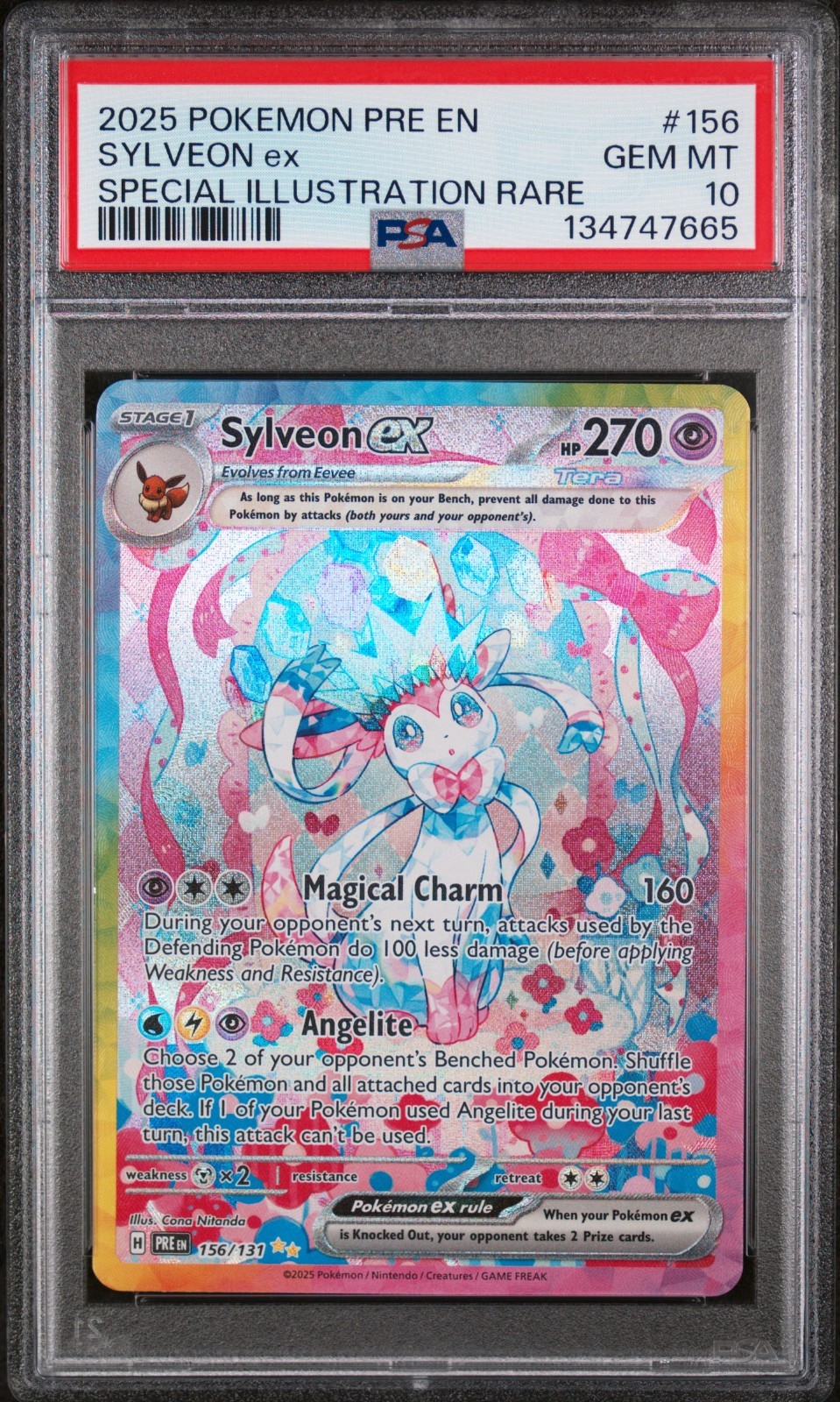 2025 Pokemon Prismatic Evolutions SYLVEON ex #156/131 GEM MINT PSA 10
