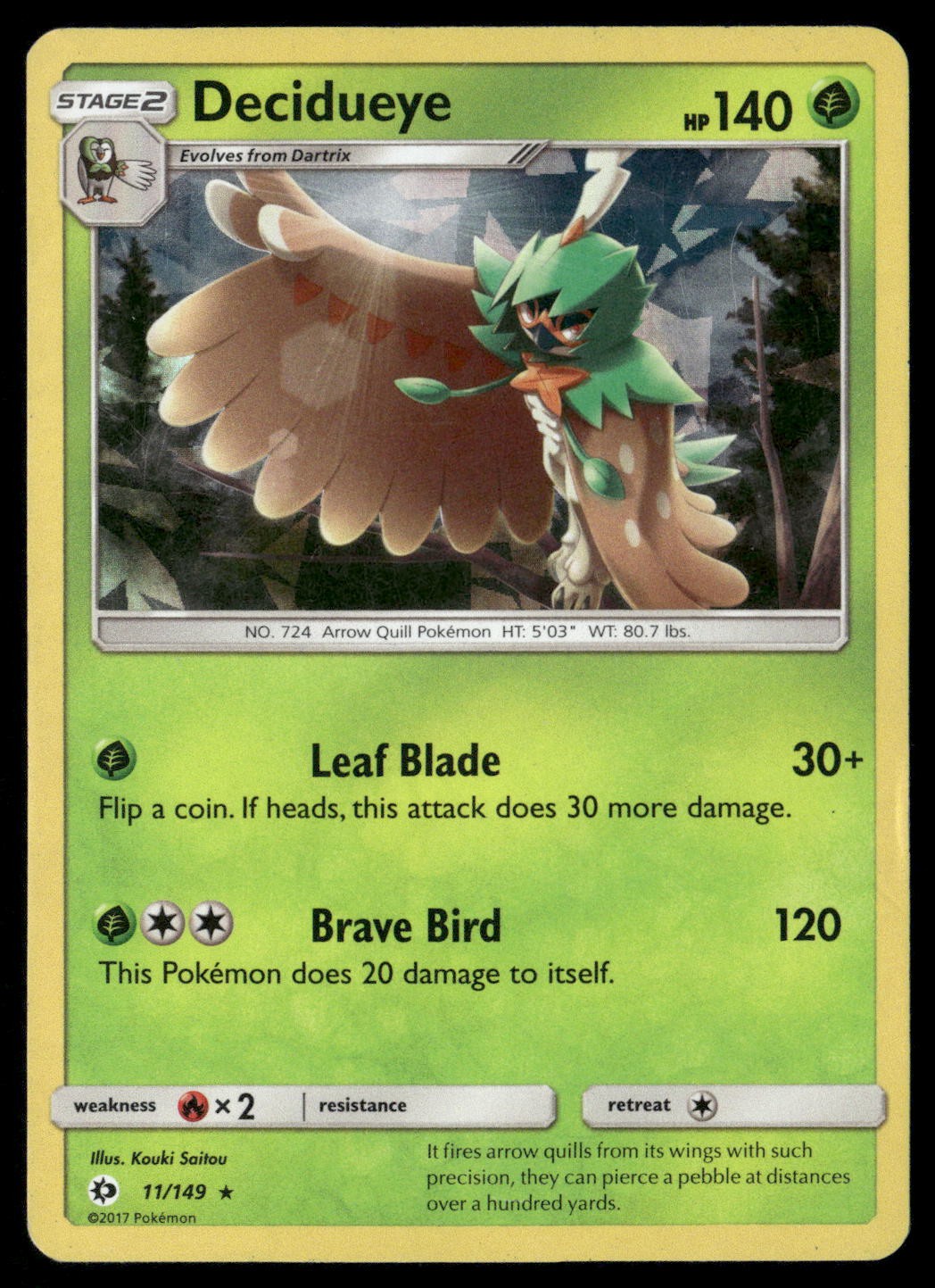 Decidueye (Cracked Ice Holo) 11/149 Holo Rare Deck Exclusives Pokemon LP