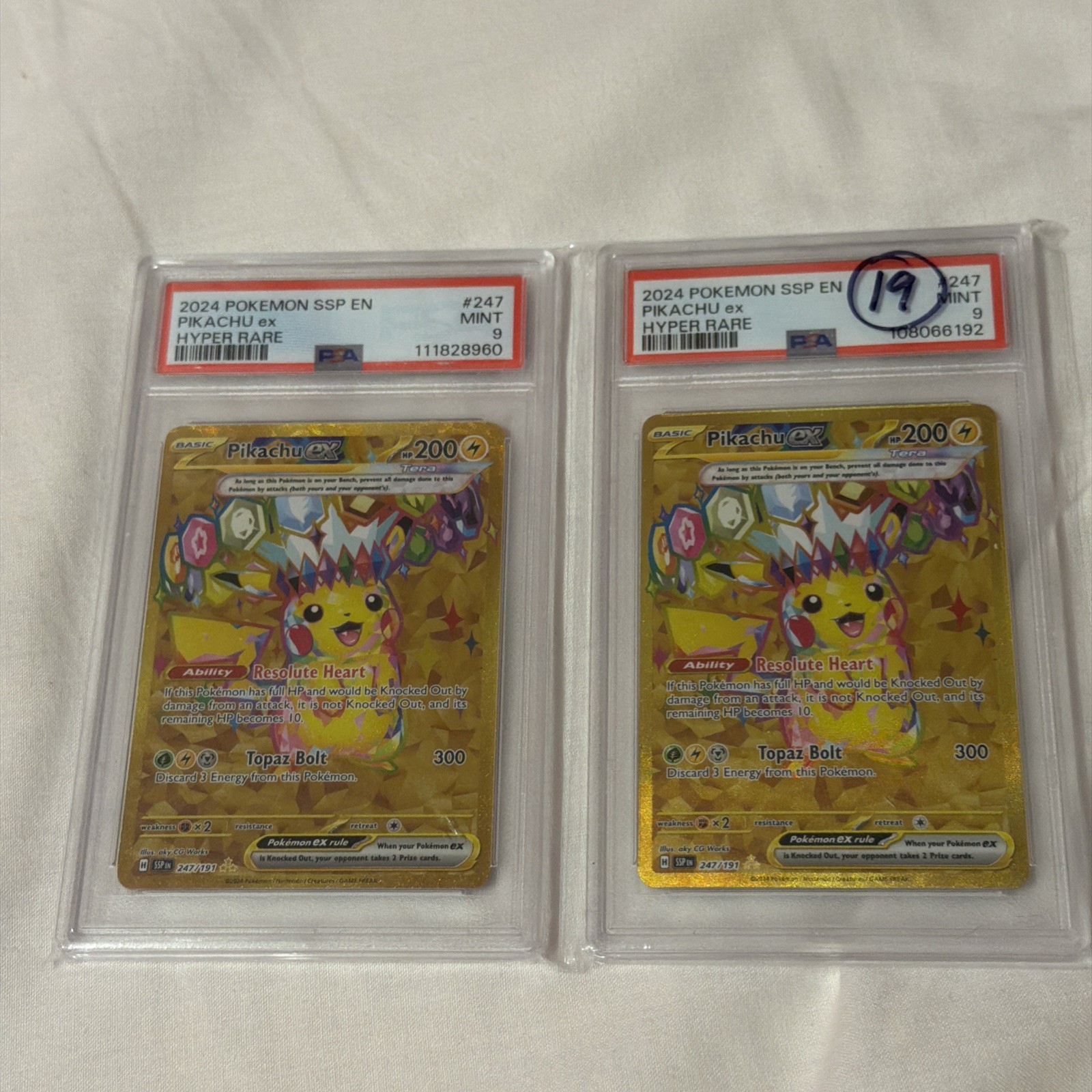 Pokemon Card Pikachu EX Hyper Rare 247/191 Surging Sparks PSA Graded 9 Mint