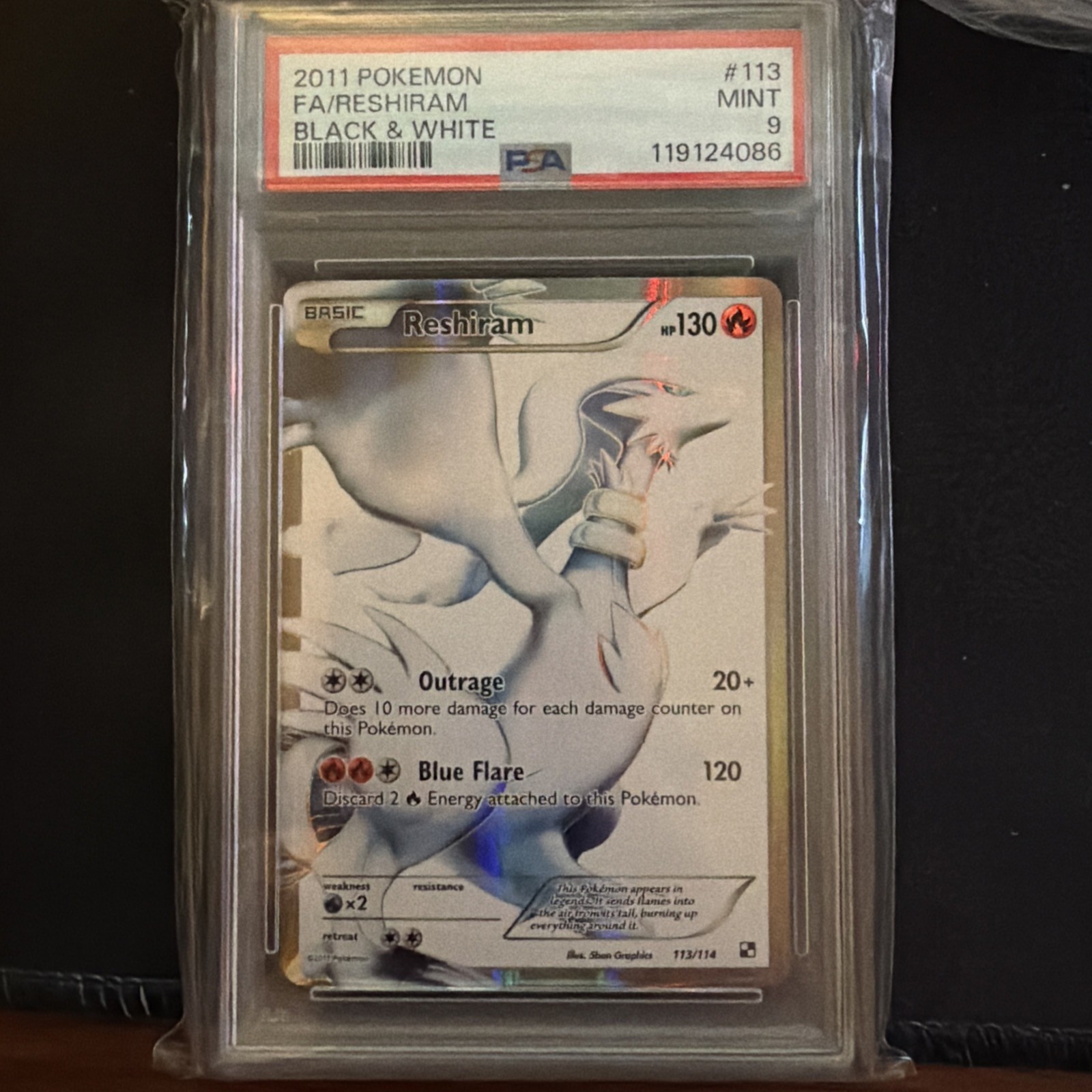 Reshiram 113/114 Full Art Pokemon Black & White #113 MINT PSA 9 New Cert