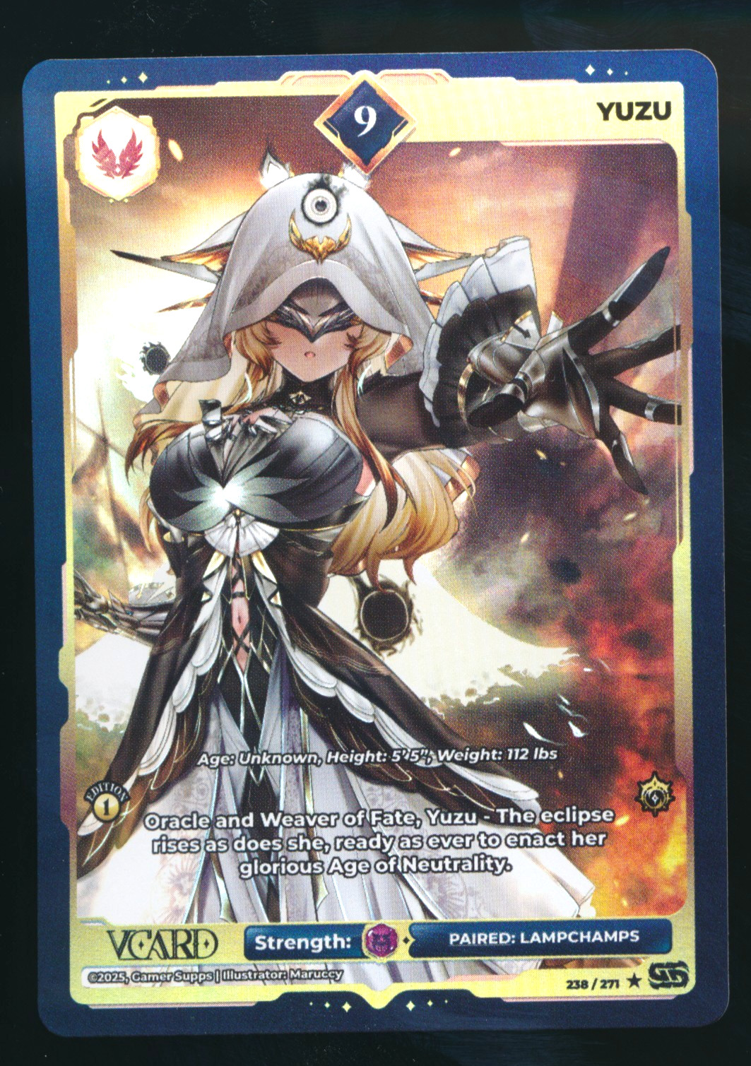 Gamersupps Vcard Divine Chaos Yuzu Holo PL 9 1st Edition Foil Full Art