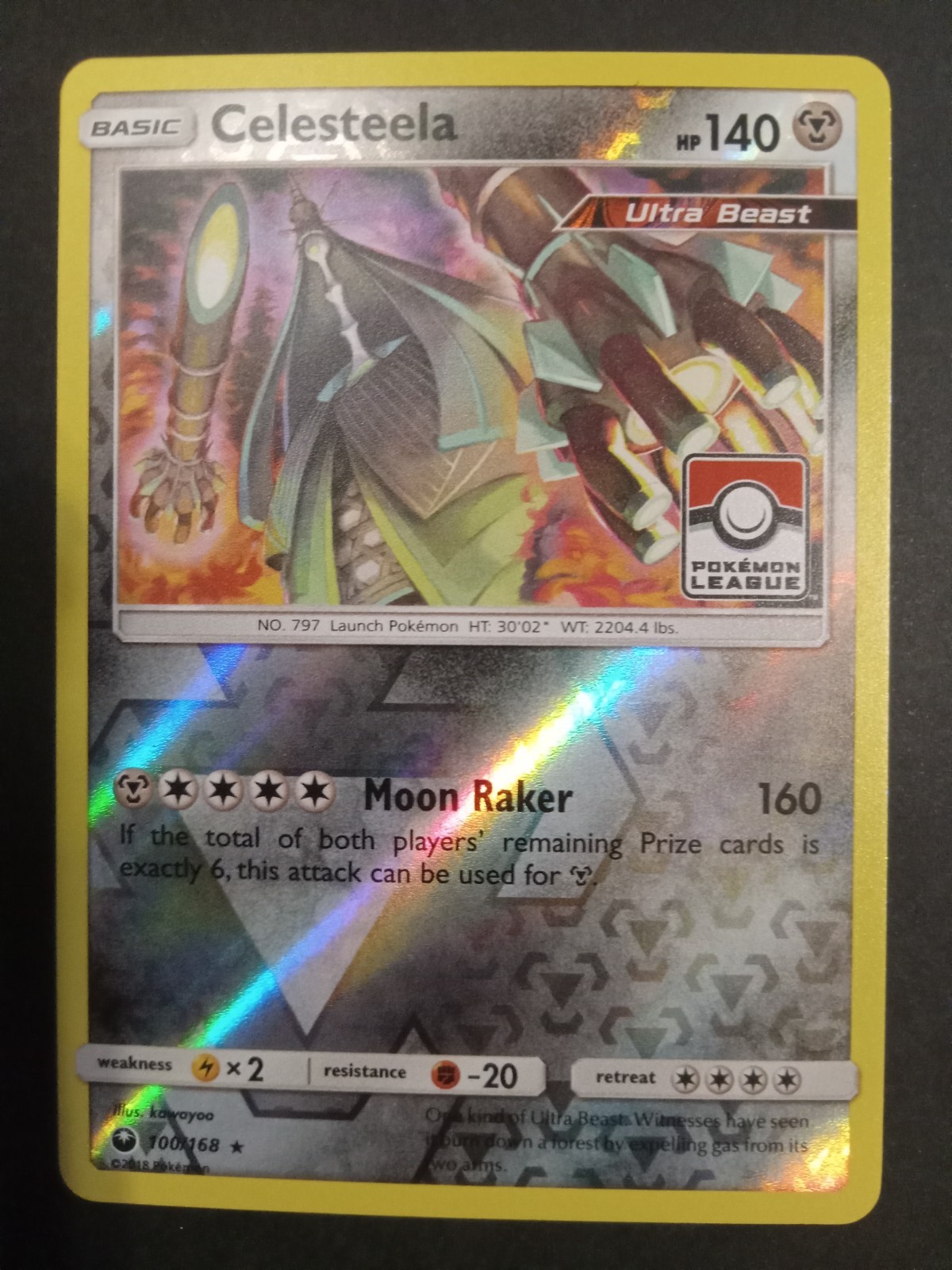 Pokemon TCG Celesteela 100/168 Pokemon League Promo NM
