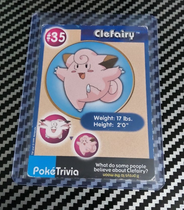 MP/HP Clefairy Non Perforated #35 Pokemon Burger King PokeTrivia Original 1999