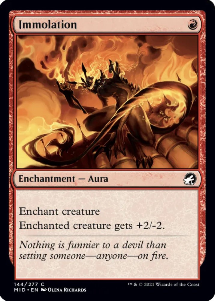MTG Immolation Midnight Hunt Common Enchantment Aura NM