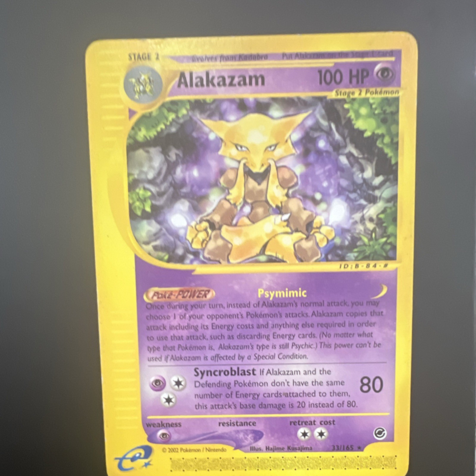 Pokémon Alakazam 33/165 Expedition Base Set Rare 100 HP Stage 2 Regular Nintendo