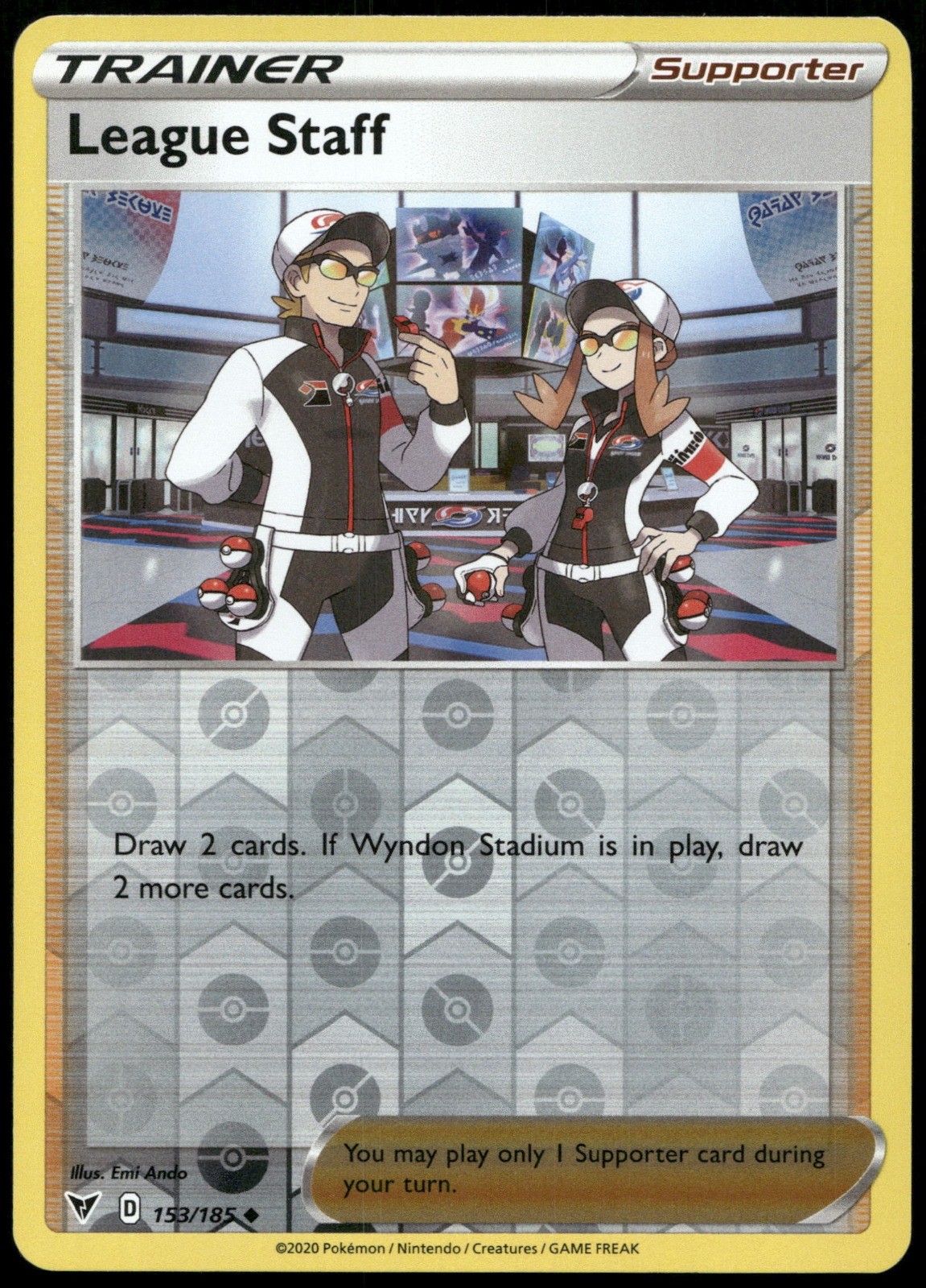 League Staff Reverse Holo Uncommon SWSH04: Vivid Voltage 153/185 NM