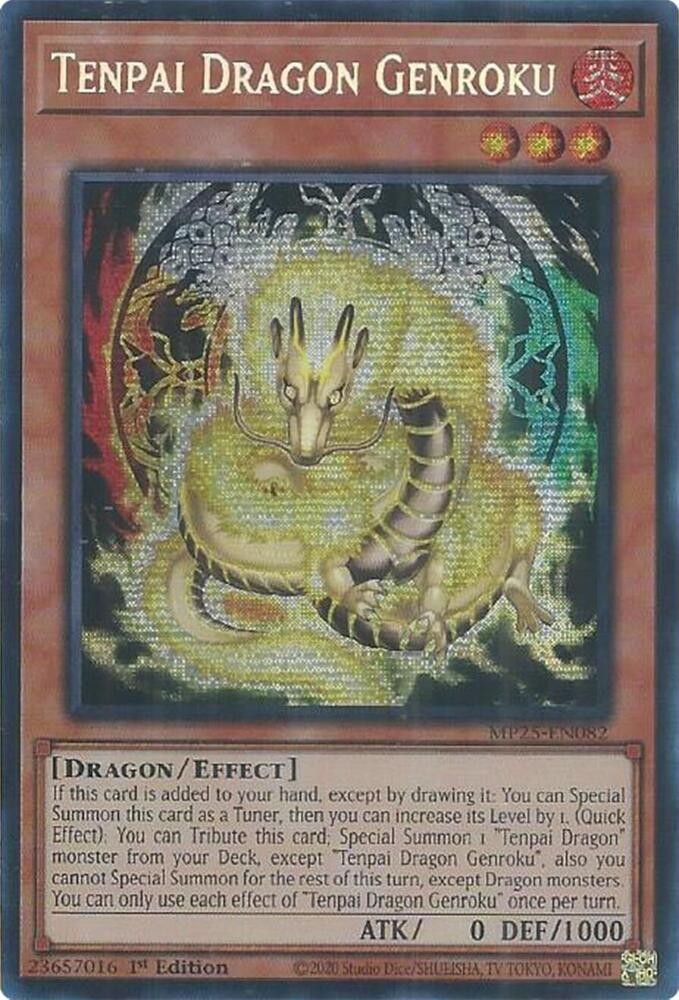 YUGIOH: 1x Tenpai Dragon Genroku MP25-EN082 Prismatic Secret Rare 2025 Mega-Pack
