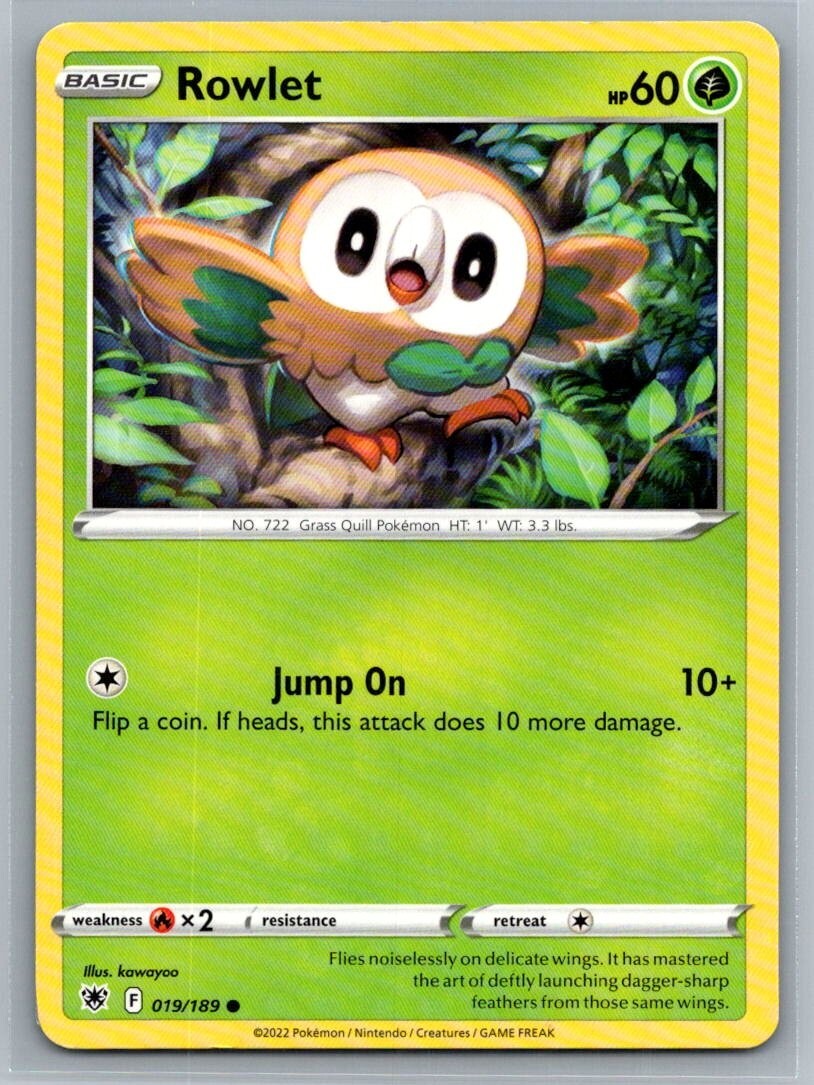 Rowlet 19/189 Astral Radiance Common Pokémon TCG 2022