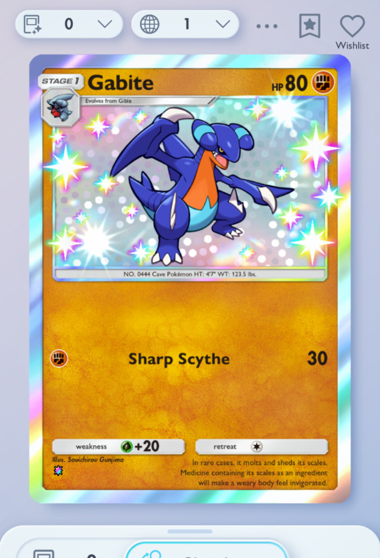 Pokemon TCG POCKET – Gabite Shiny 1⭐, Secluded Springs, English