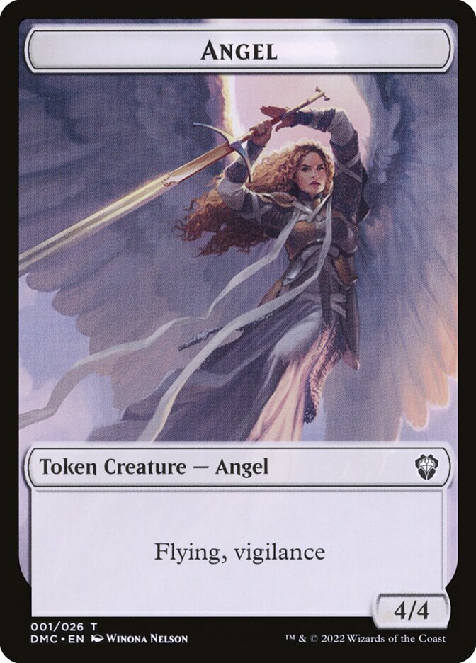 Angel (4/4 Flying Vigilance) MTG Commander Dominaria Token NM x4 – Magic Card
