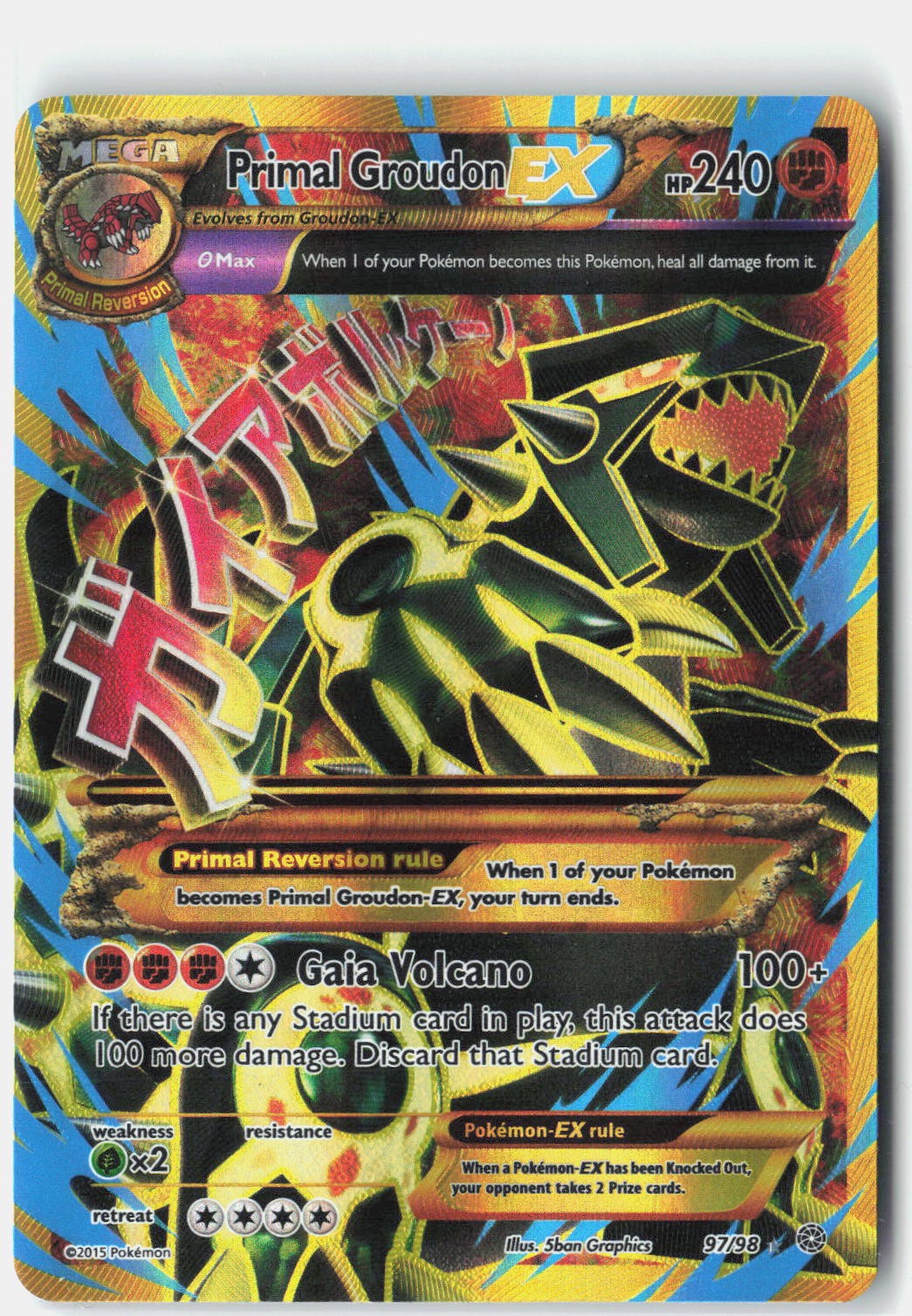 Primal Groudon EX (Shiny Full Art) XY – Ancient Origins 97/98 Pokemon Card Holo