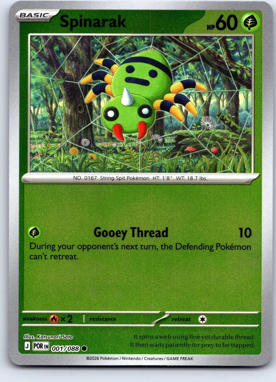 Spinarak 001/088 Common Perfect Order Pokemon Reverse Holo Lightly Played