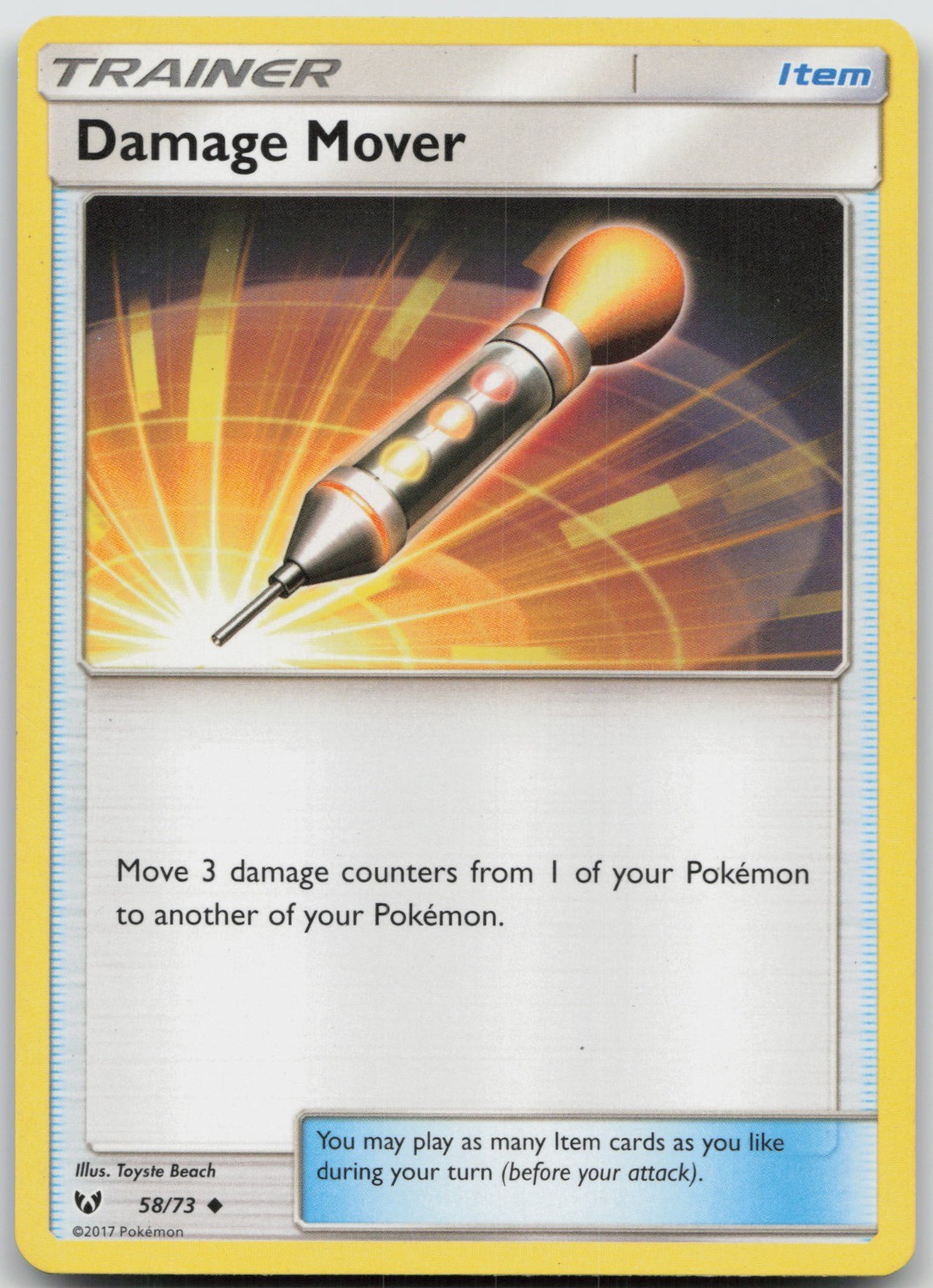 Damage Mover Uncommon Shining Legends 58/73 LP Toyste Beach