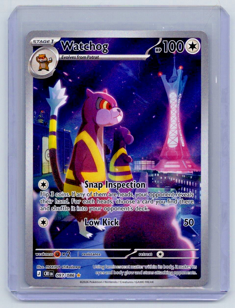 Watchog IR 097/086 Pokemon Chaos Rising Pokemon 2026 NM Pack Fresh
