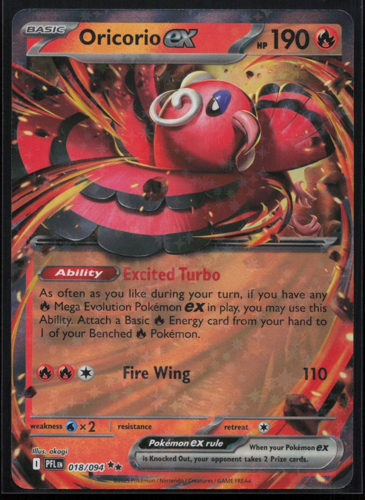 Oricorio ex – 018/094 ME02: Phantasmal Flames aky CG Works Art Pokemon TCG Card