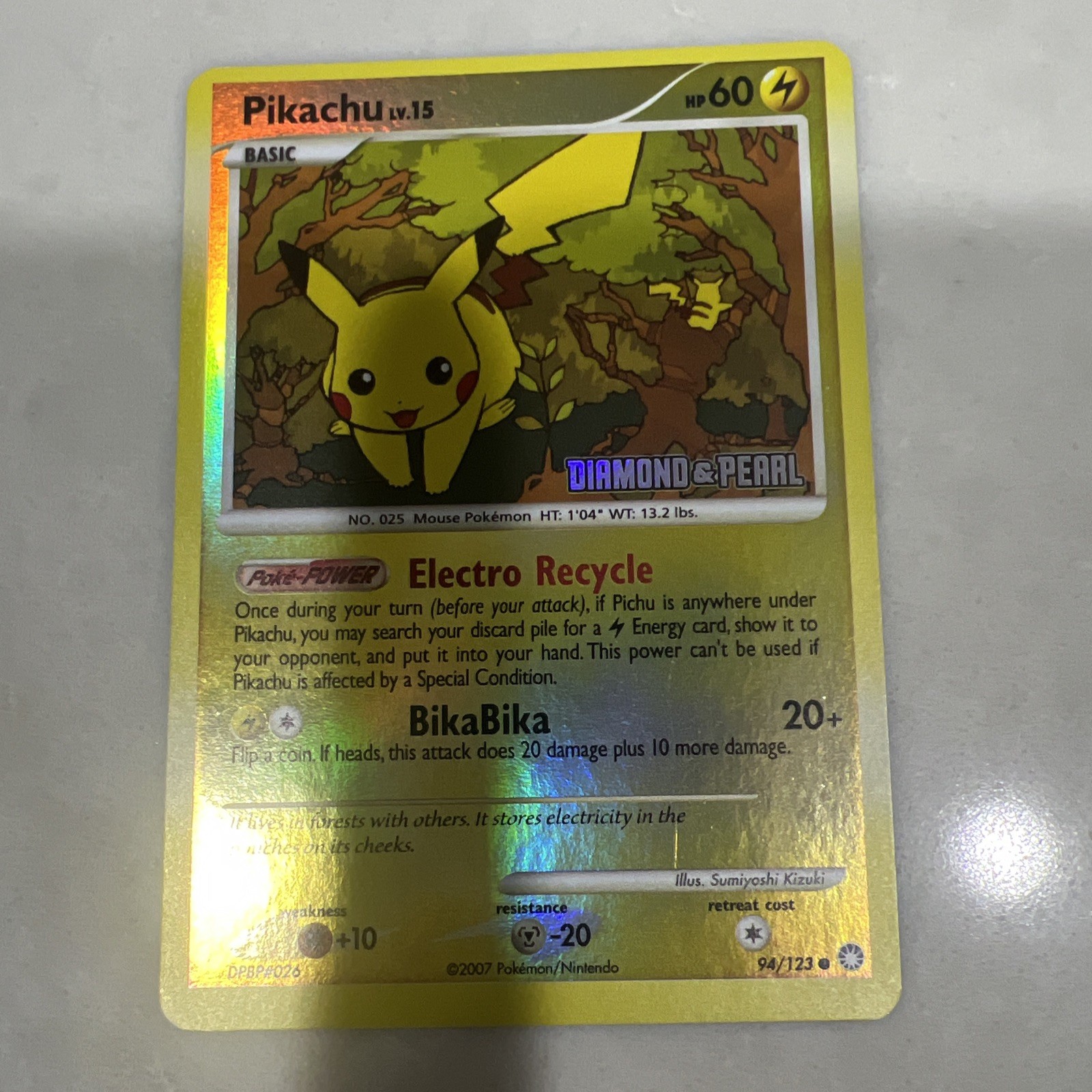 Pokémon Pikachu 94/123 Diamond and Pearl Burger King Stamped Reverse Holo