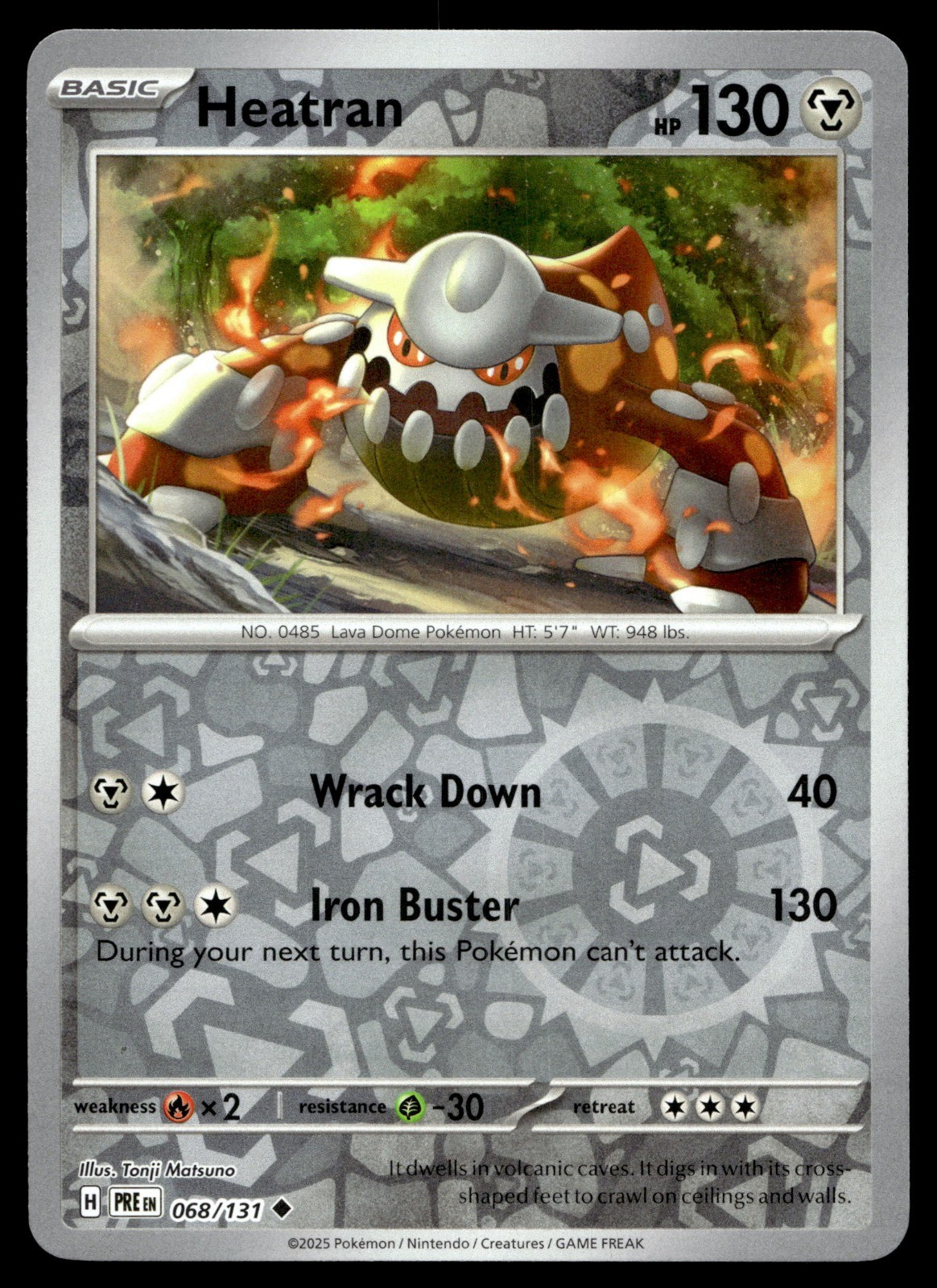 Heatran Reverse Holo 068/131 SV: Prismatic Evolutions PRE Tonji Matsuno