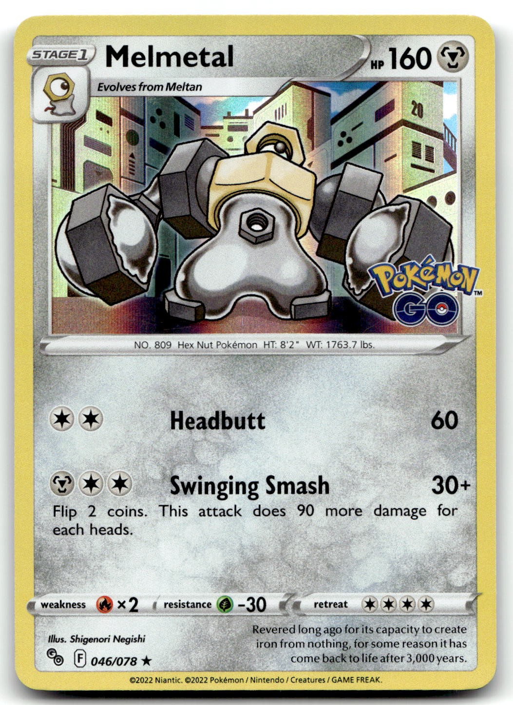 Melmetal 046/078 Pokemon GO Holo Rare Holo Pokemon TCG LP