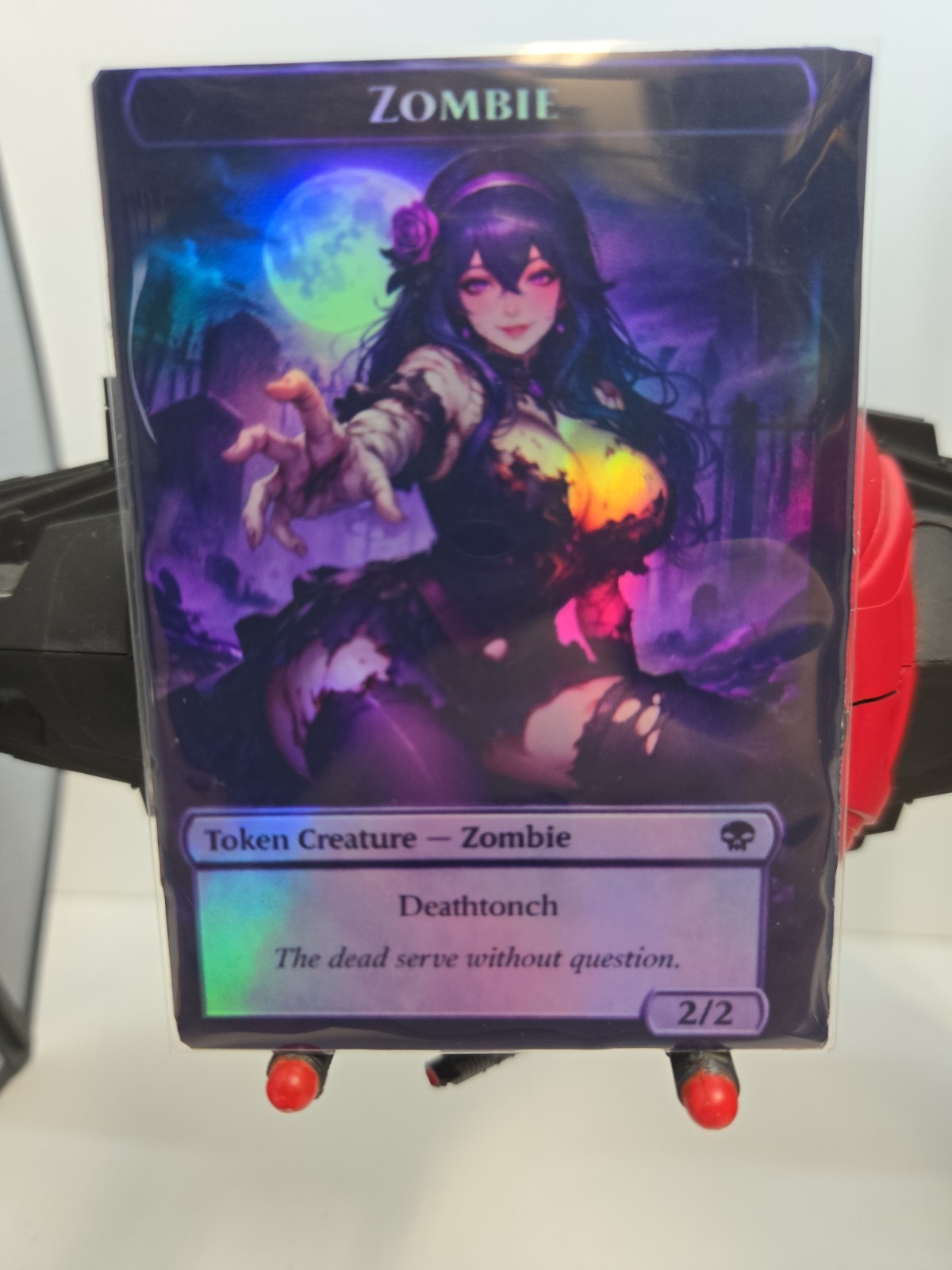 Holographic Zombie, Token MTG, anime, Waifu, Hex Maniac, Rainbow Foil Fan Made