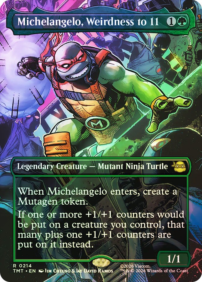 MTG FOIL Michelangelo, Weirdness to 11 Borderless – Teenage Mutant Ninja Turtles