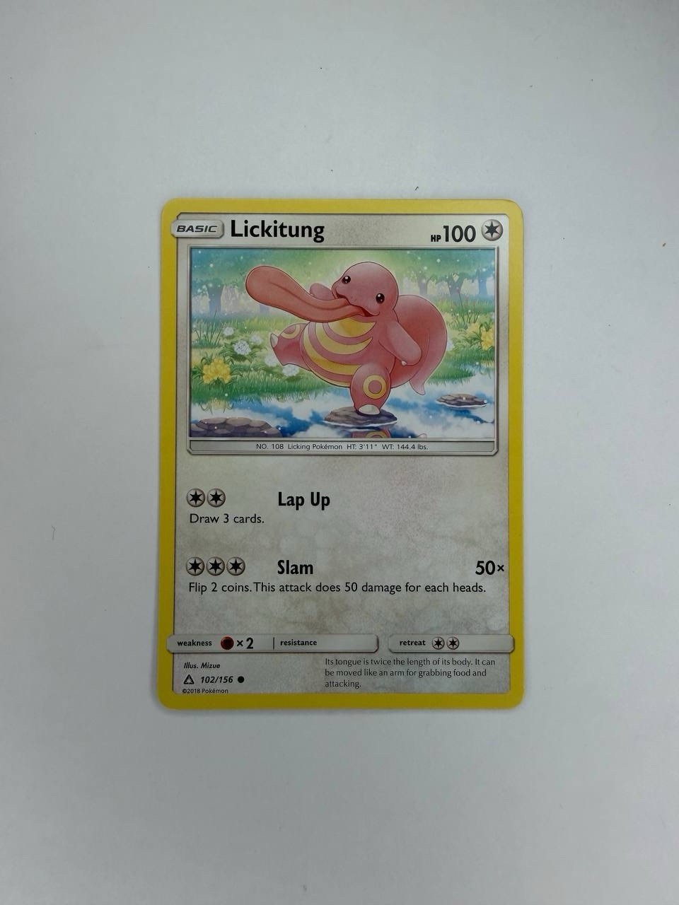 Pokemon TCG Lickitung 102/156 Common Ultra Prism 2018 Basic Colorless Card