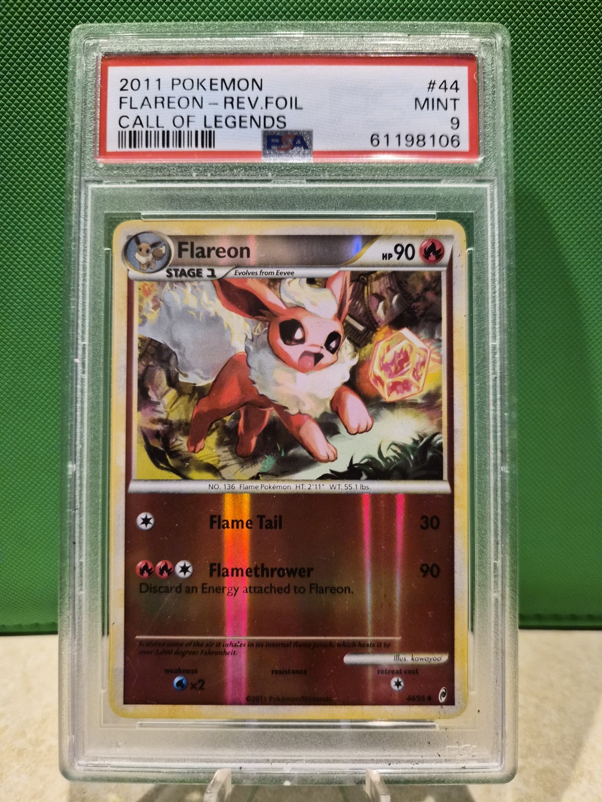 Pokemon TCG Flareon 44/95 Call of Legends Reverse Holo PSA 9