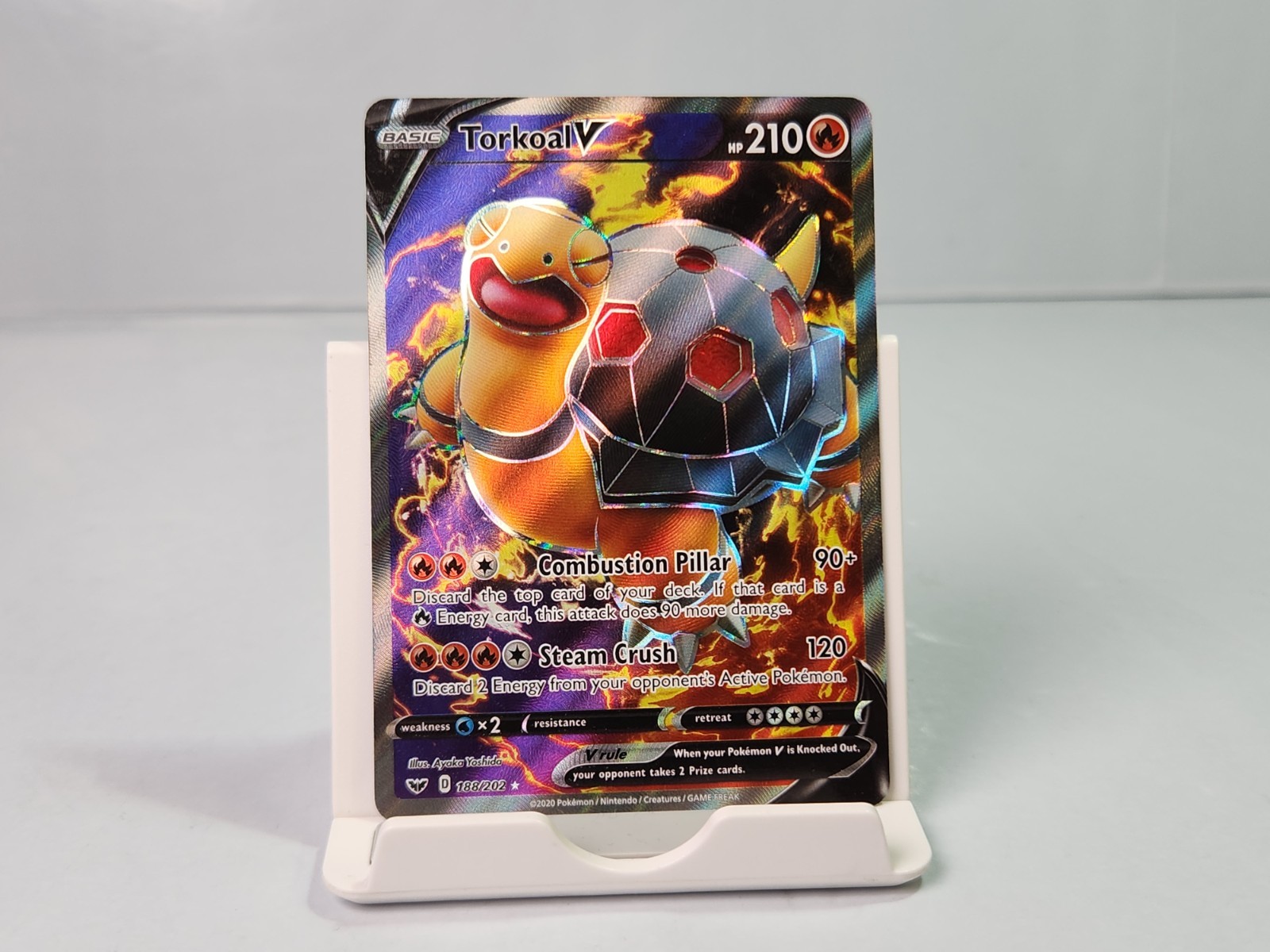 Torkoal V 188/202 Full Art Sword & Shield Base Set Pokemon