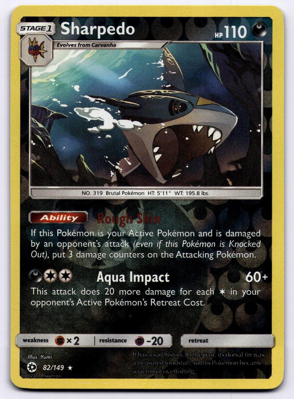 Sharpedo 82/149 SM Base Set Holo Rare 2017 Pokemon Reverse Holo Yumi NM